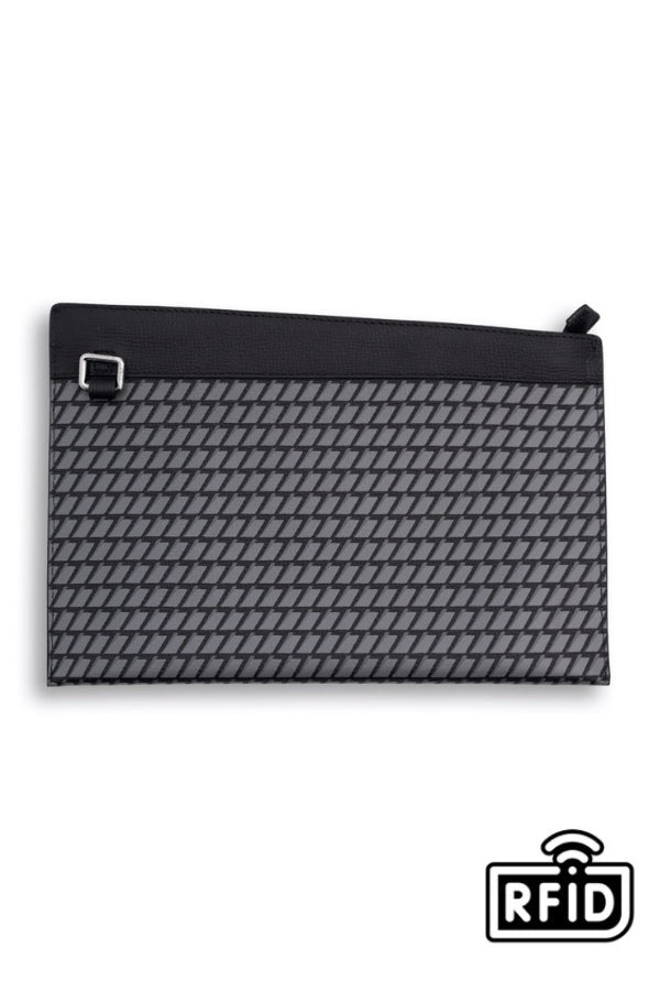 BACK VIEW OF THE LEATHER CLUTCH BLACK BAG