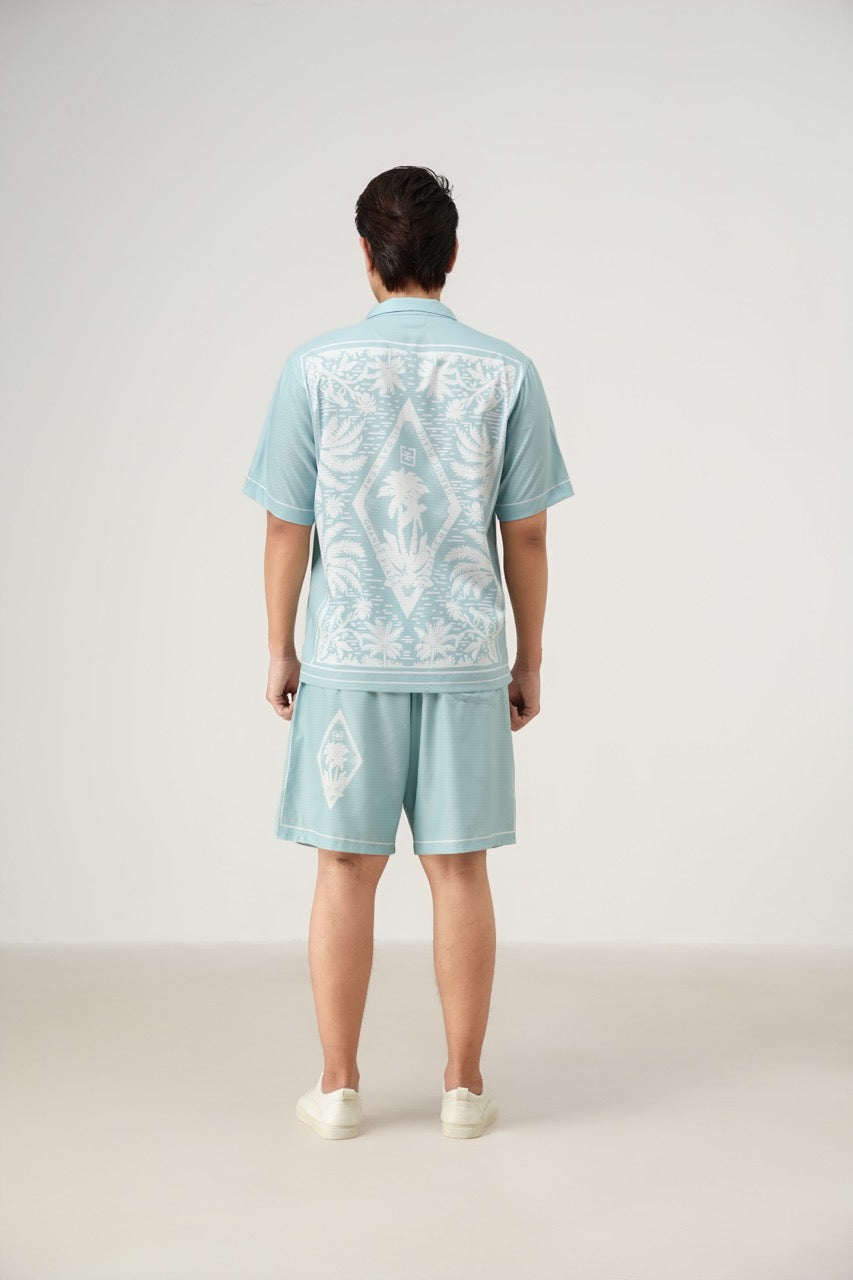 PINK PARADISE NANO POLYESTER LIGHT BLUE RESORT SHIRT