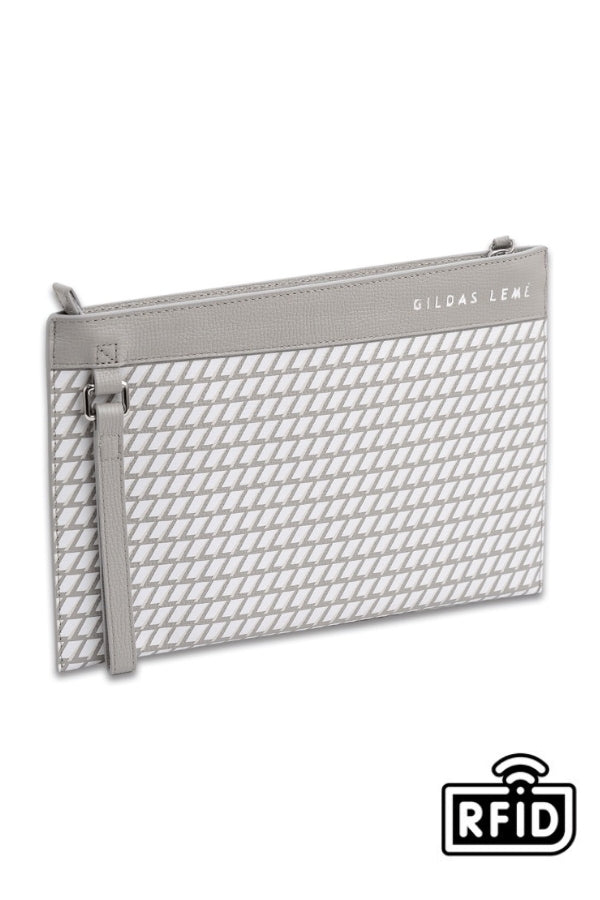 THE LEATHER CLUTCH GREY BAG