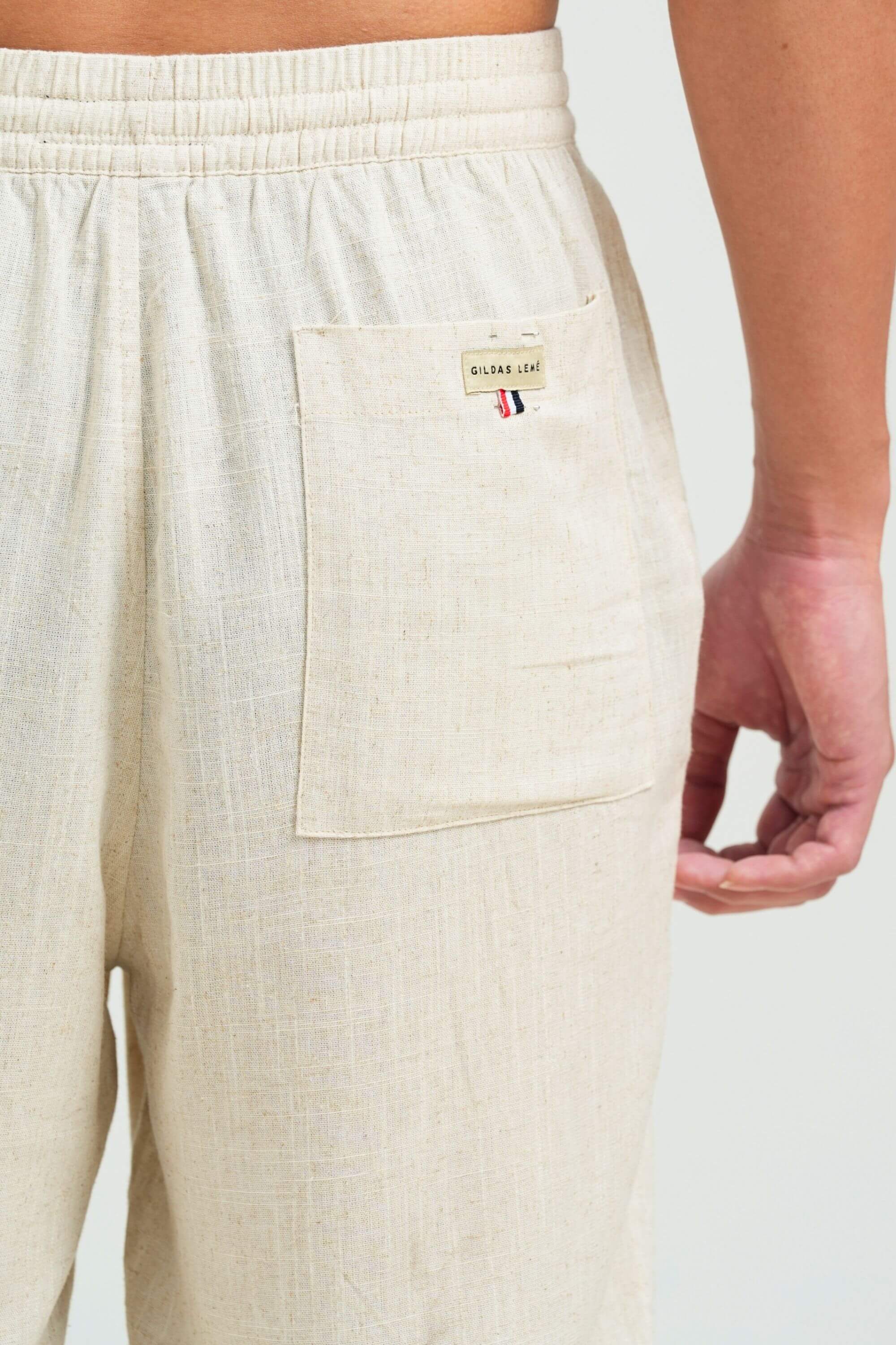 beach linen pant beige back pocket view