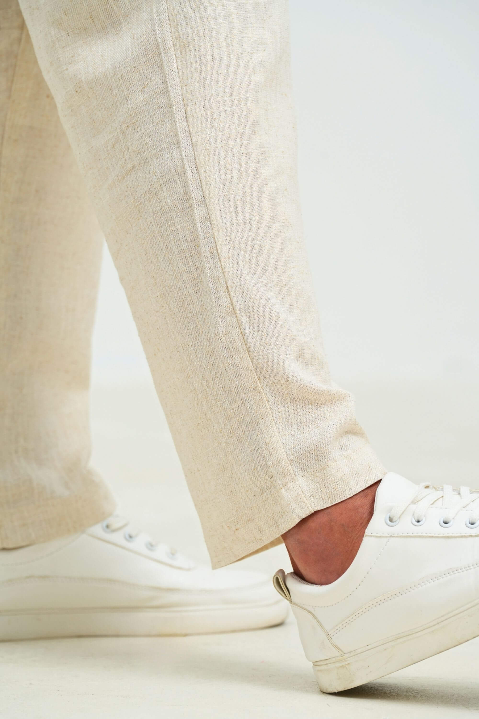 beach linen pant beige leg view