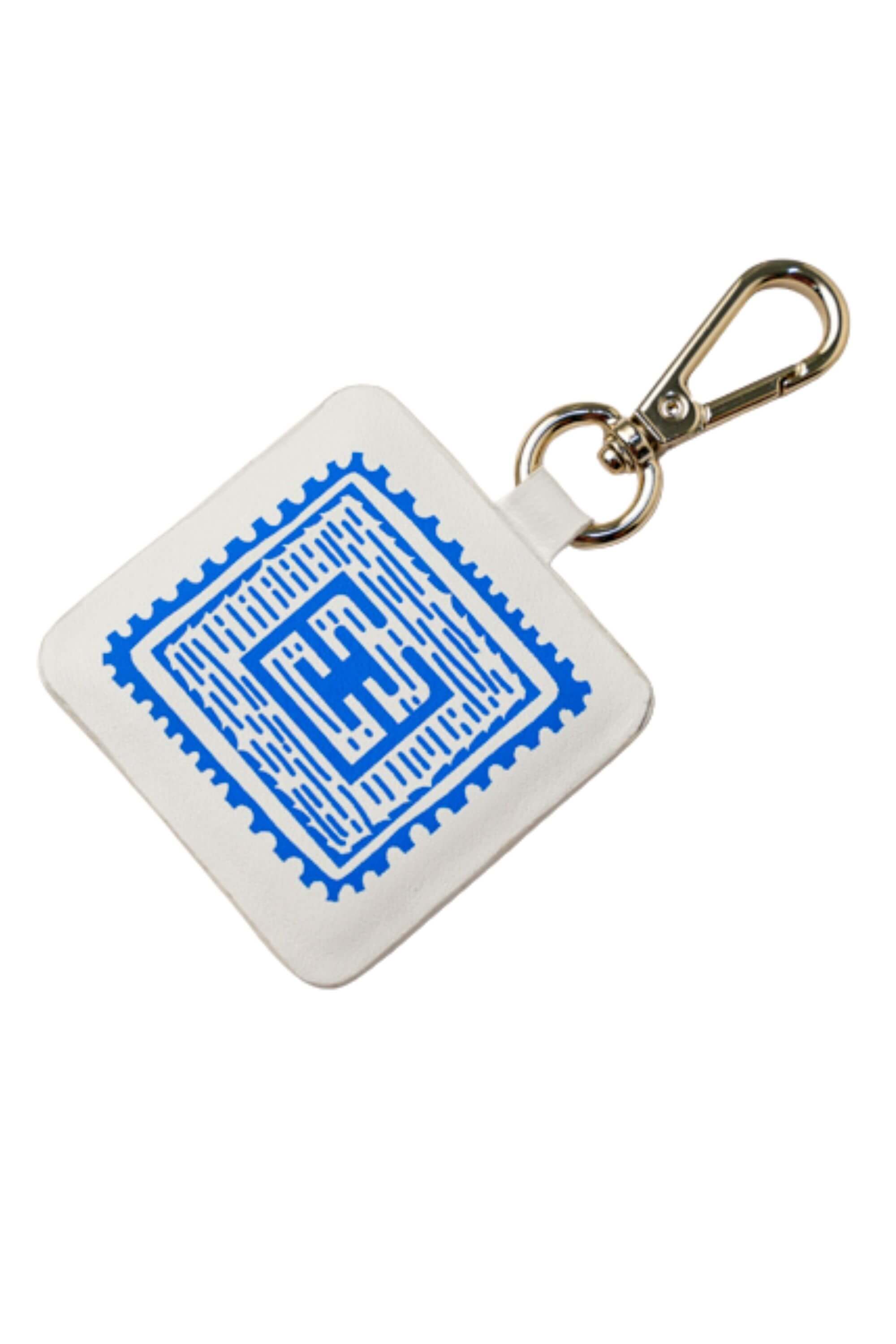 Blue Stamp Edition Bag Charms White - Front View #color_white