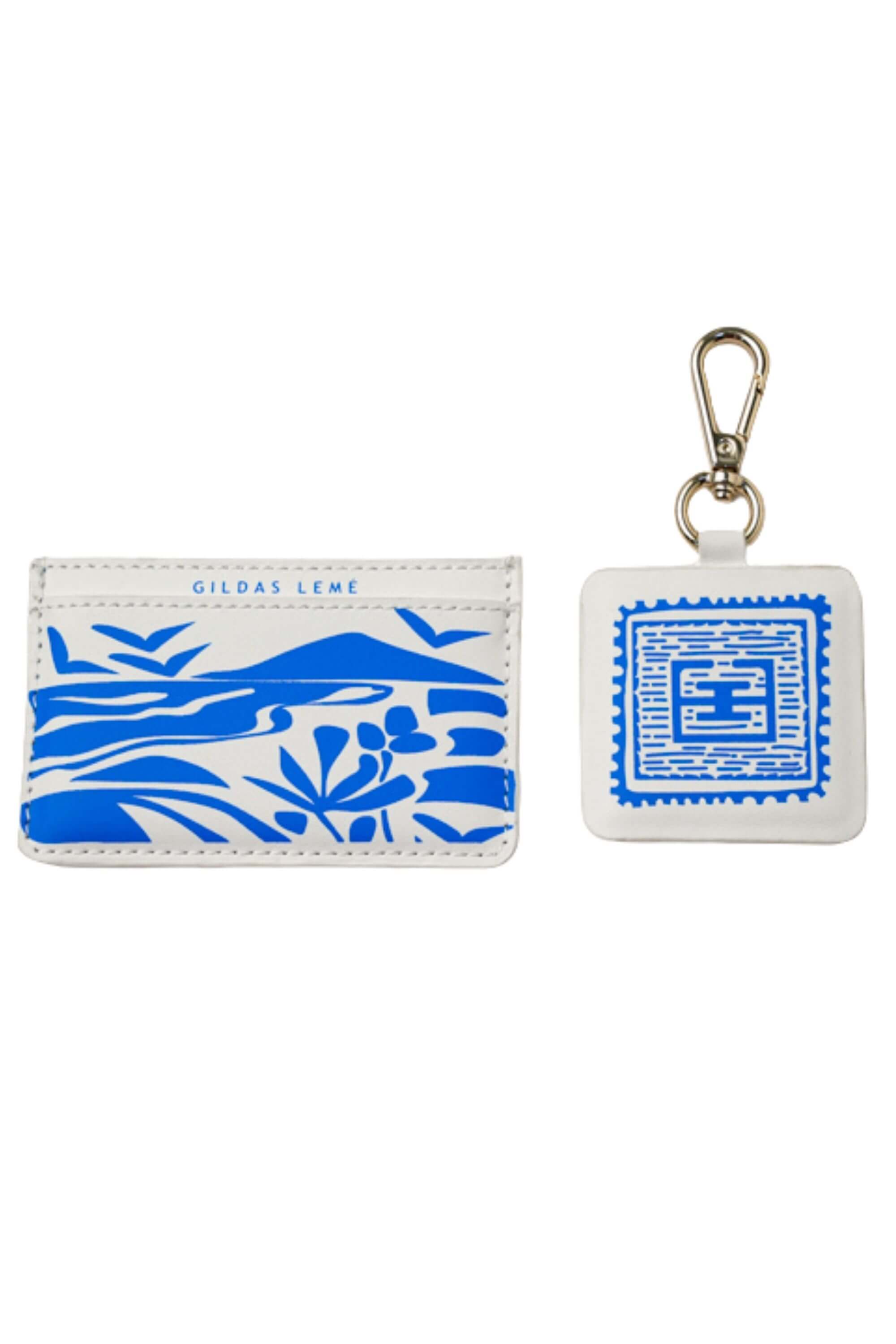 blue stamp edition card holder white and bag charms #color_white