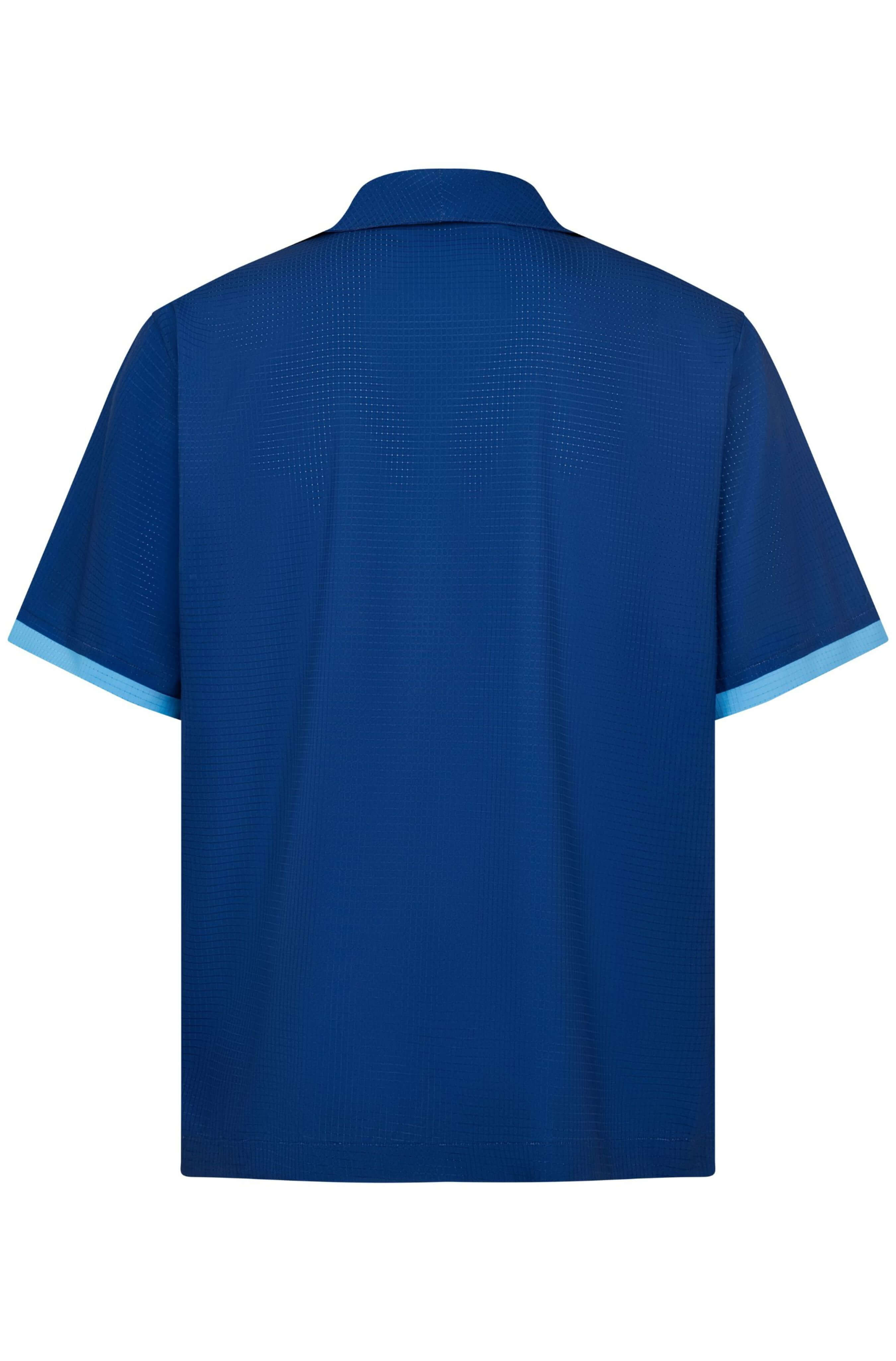 Back view of Blue Stamp men’s resort shirt in navy blue