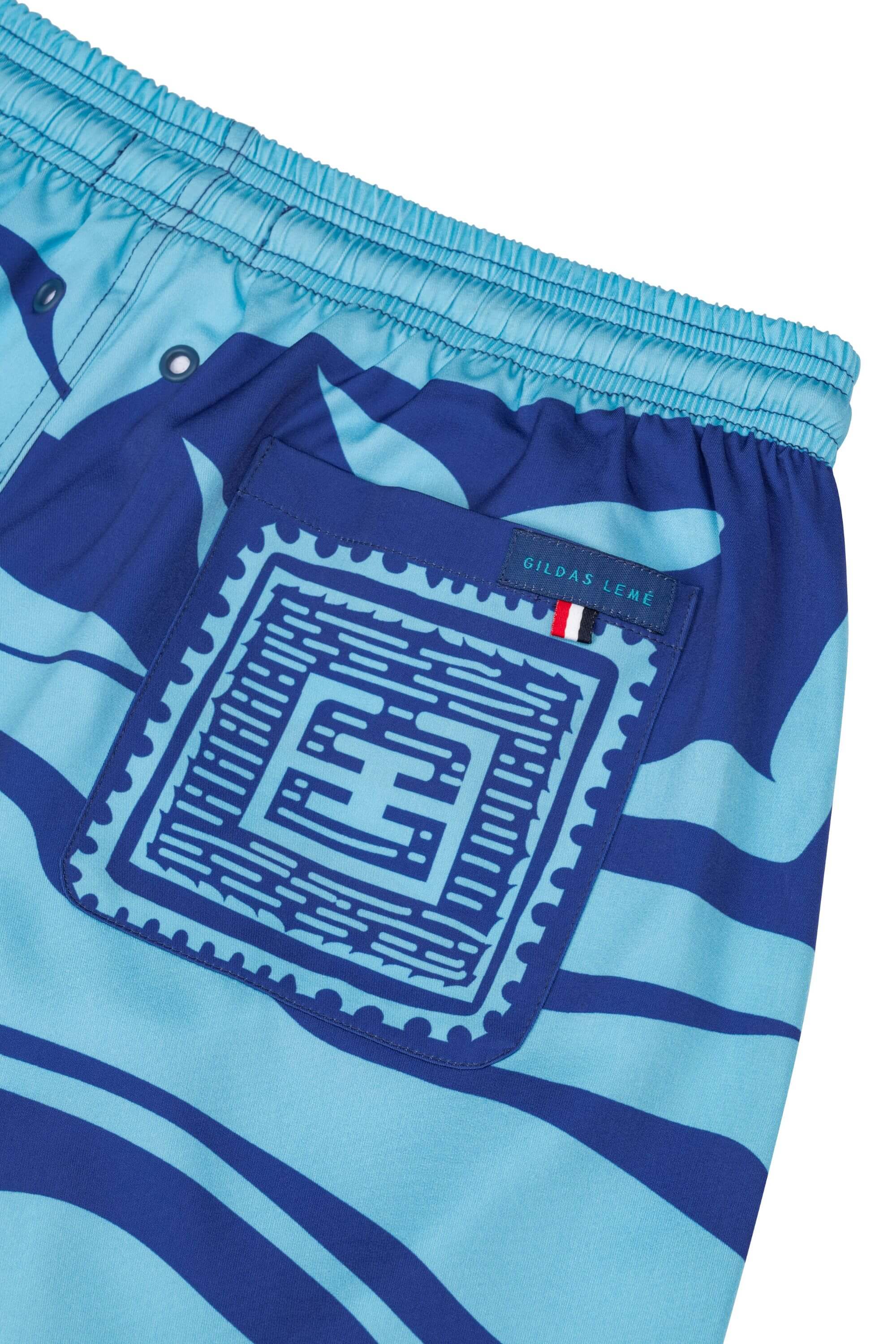 Blue Stamp Swim Trunk Pool Blue - Detail Shot #color_pool blue