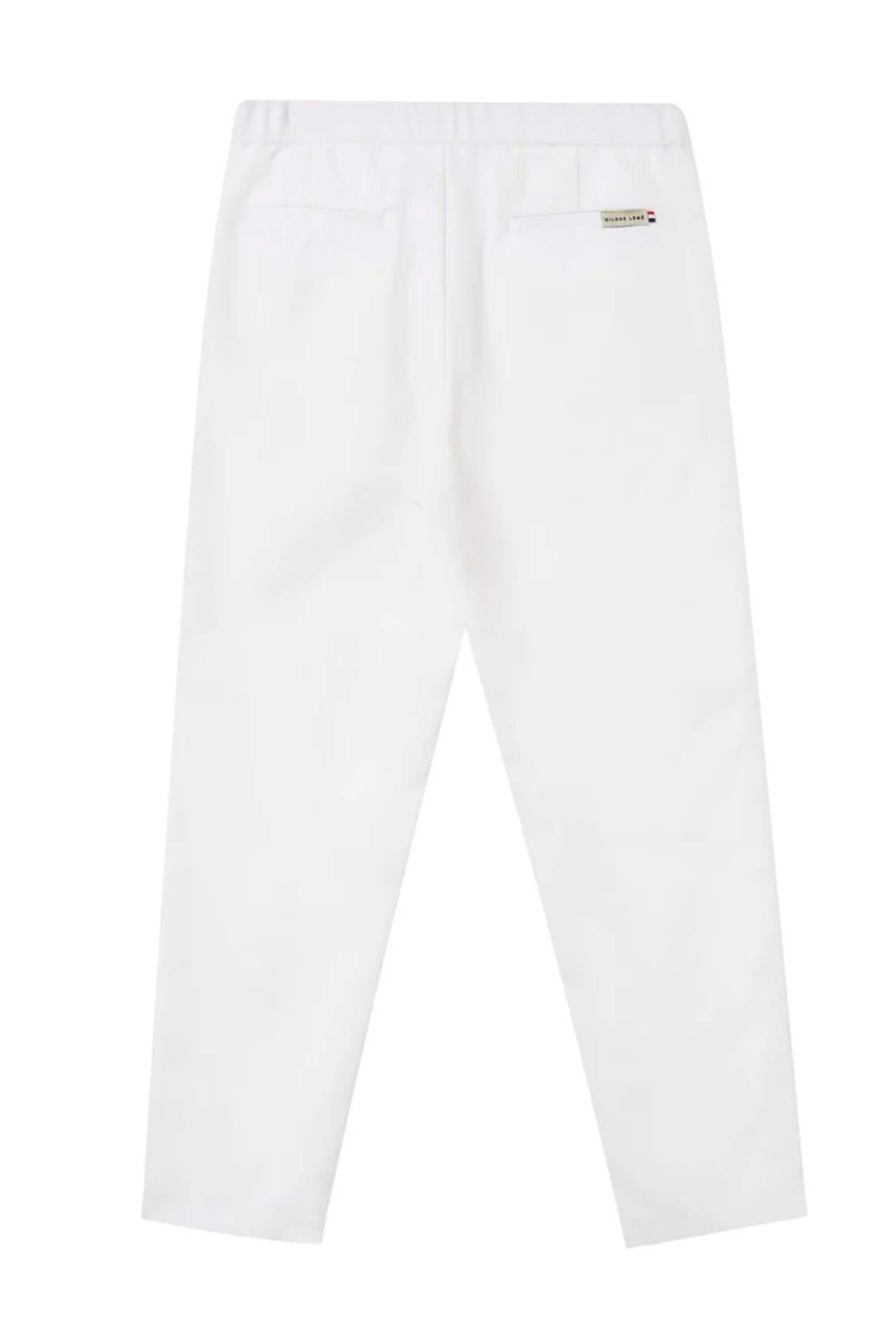 chino cotton pant white back view #color_white