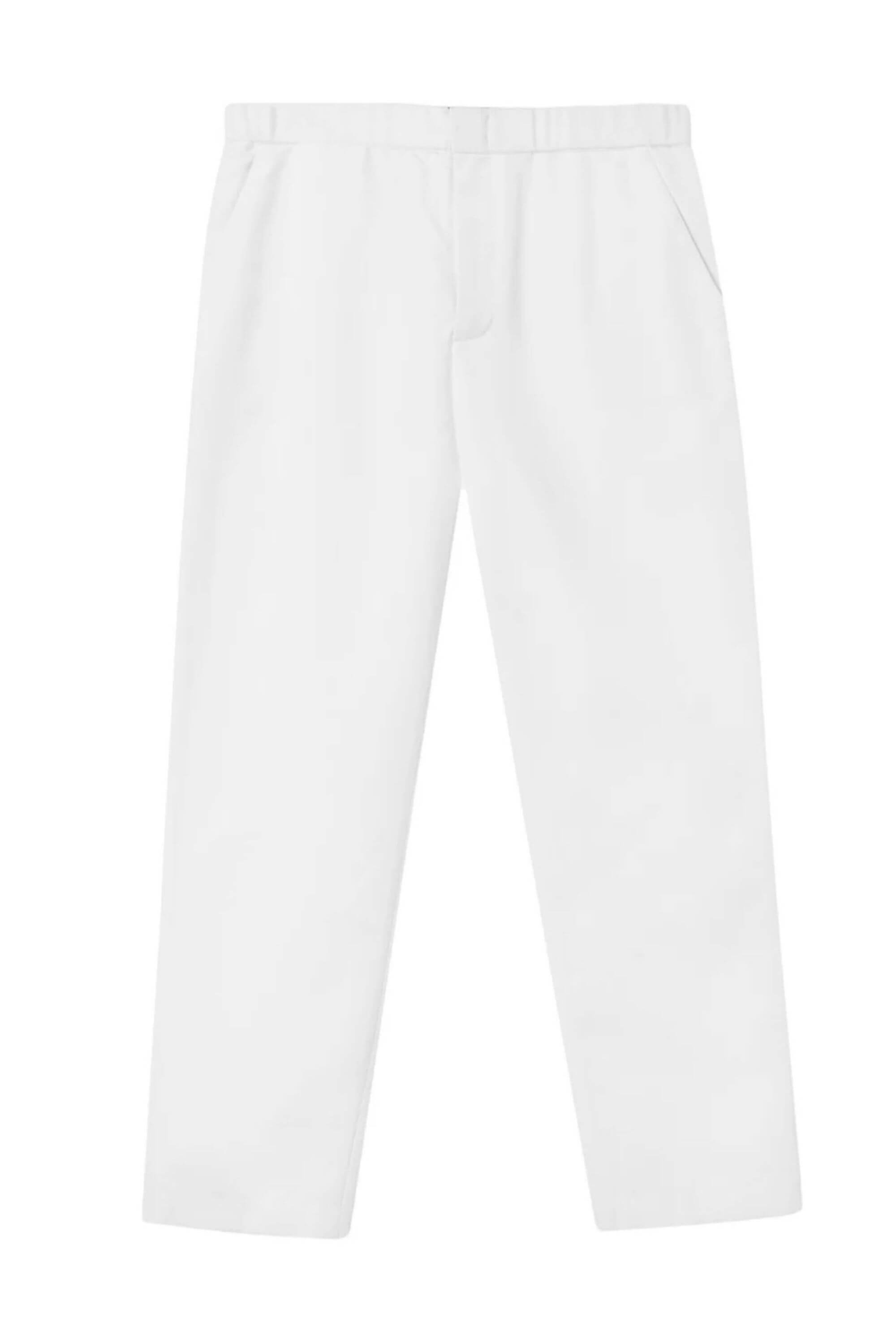 chino cotton pant white front view #color_white