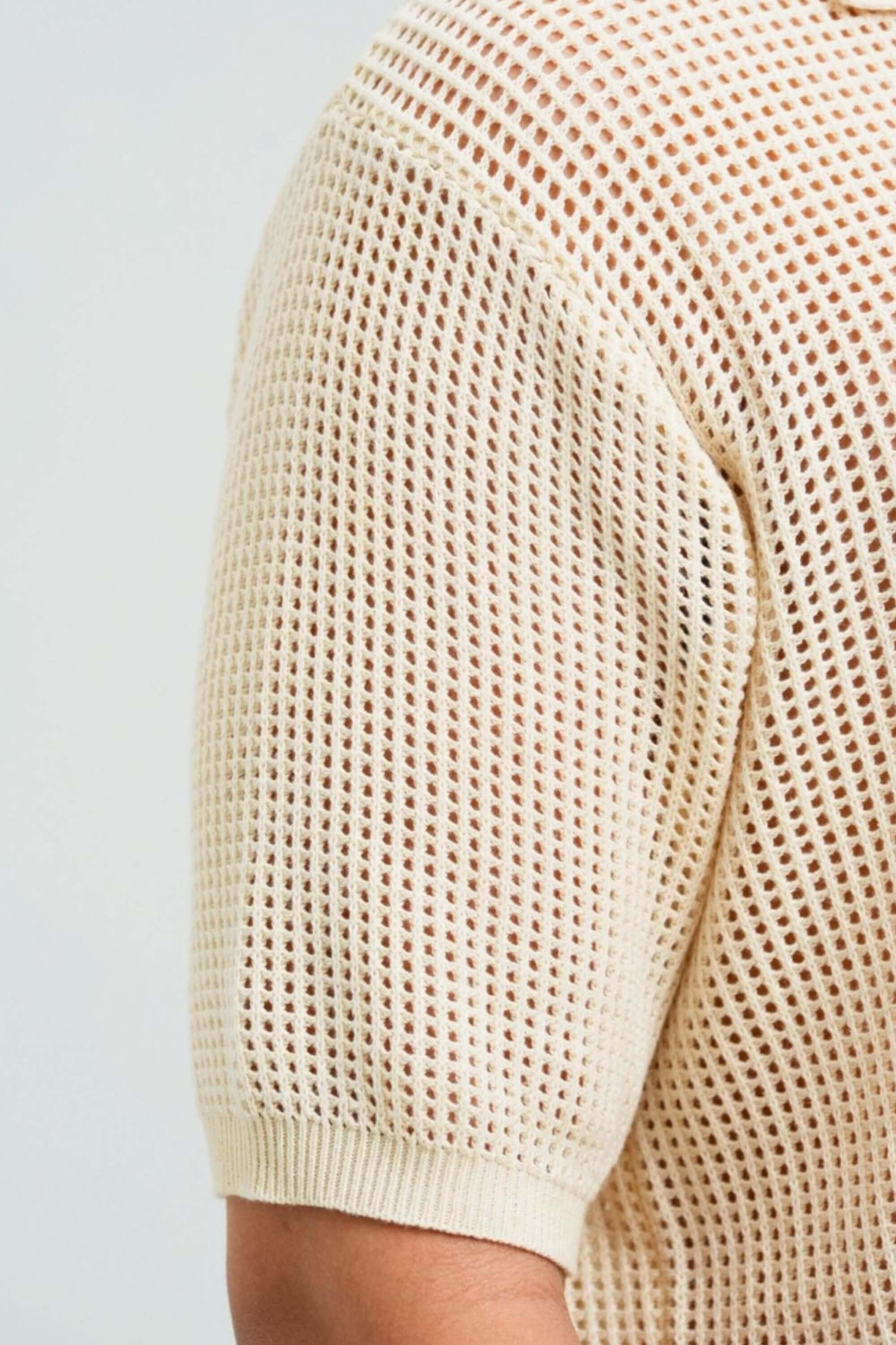 coast knit polo shirt beige sleeve view on model
