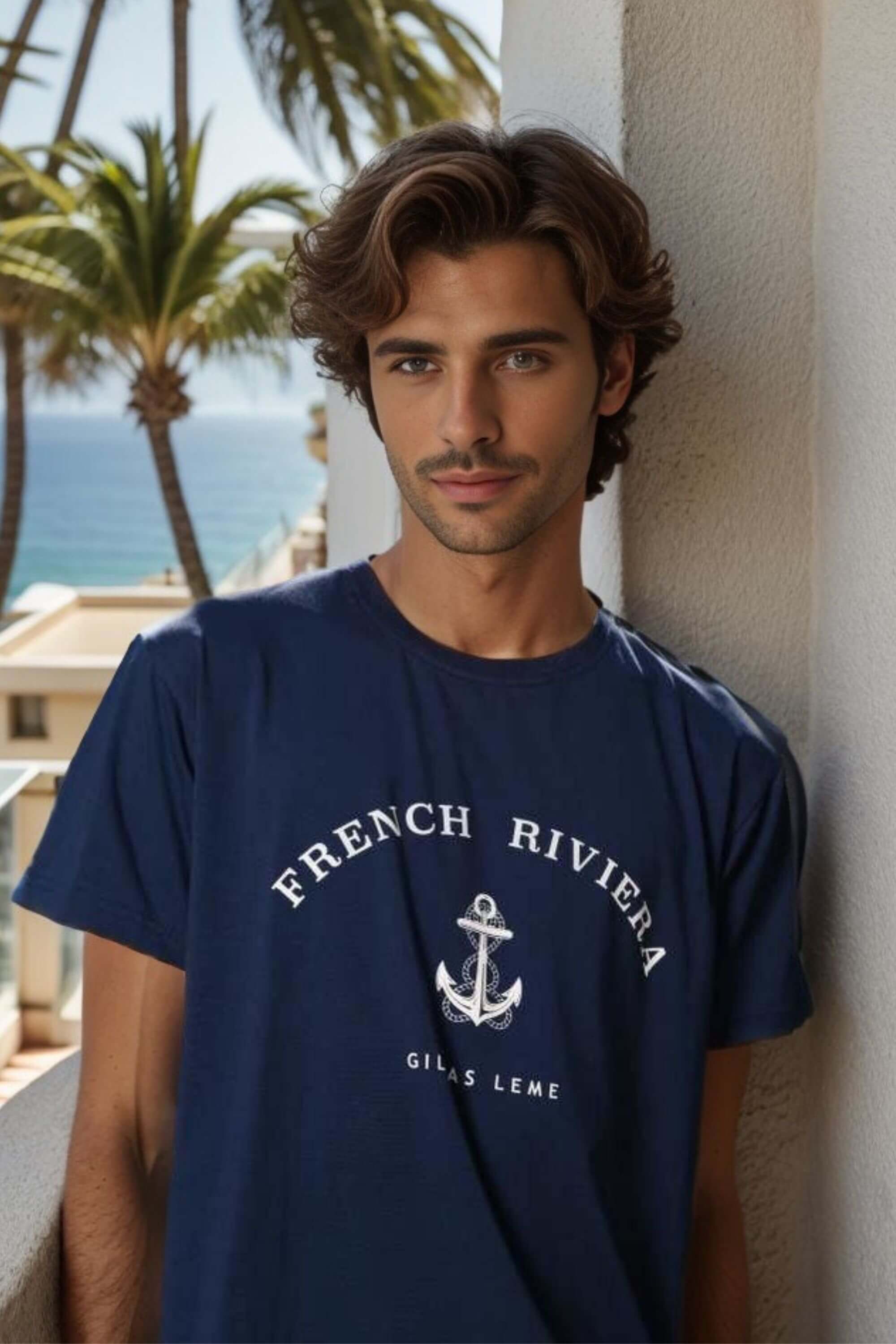 french riviera crew neck t-shirt front view