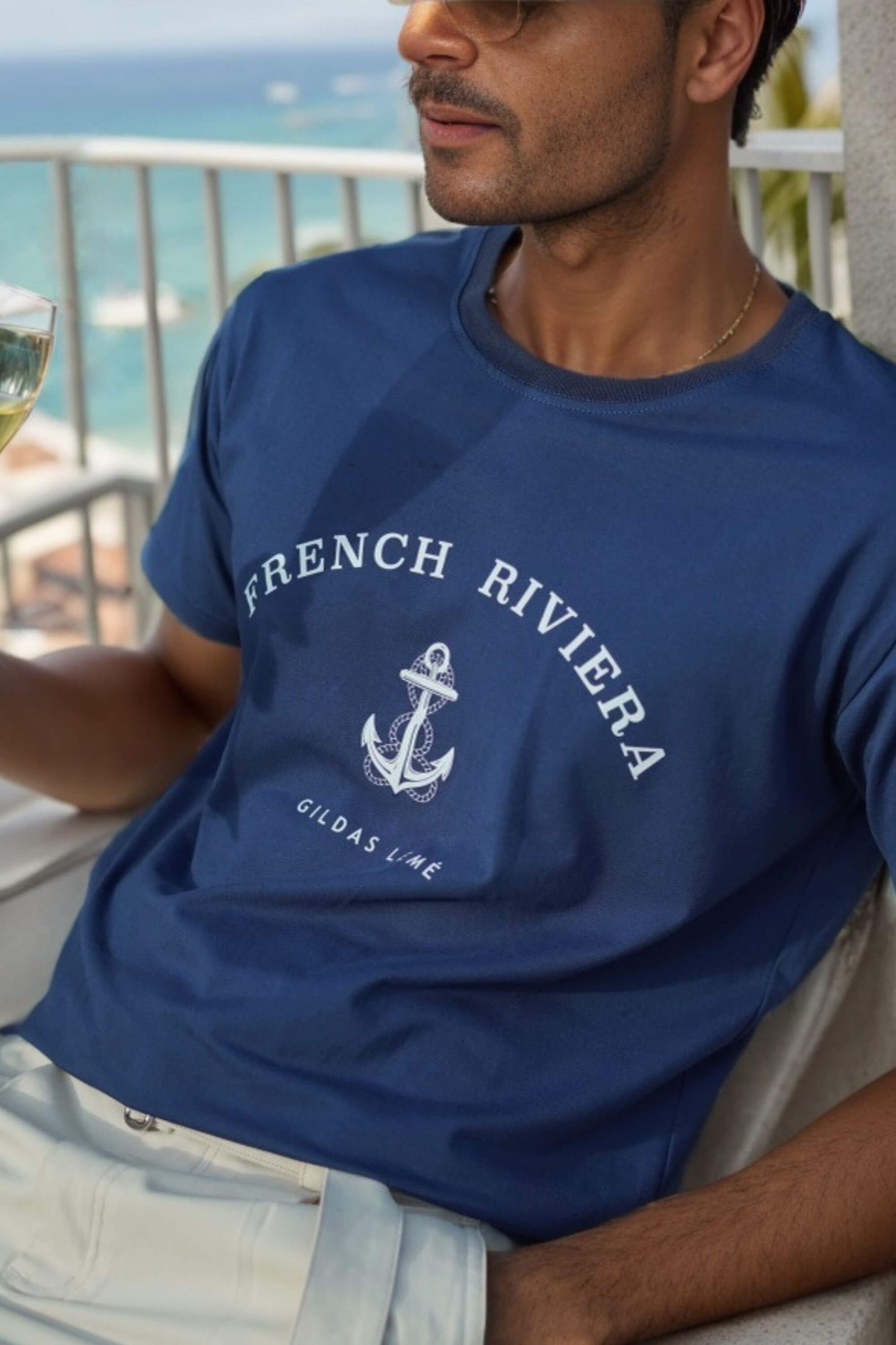 french riviera crew neck t-shirt patterned view