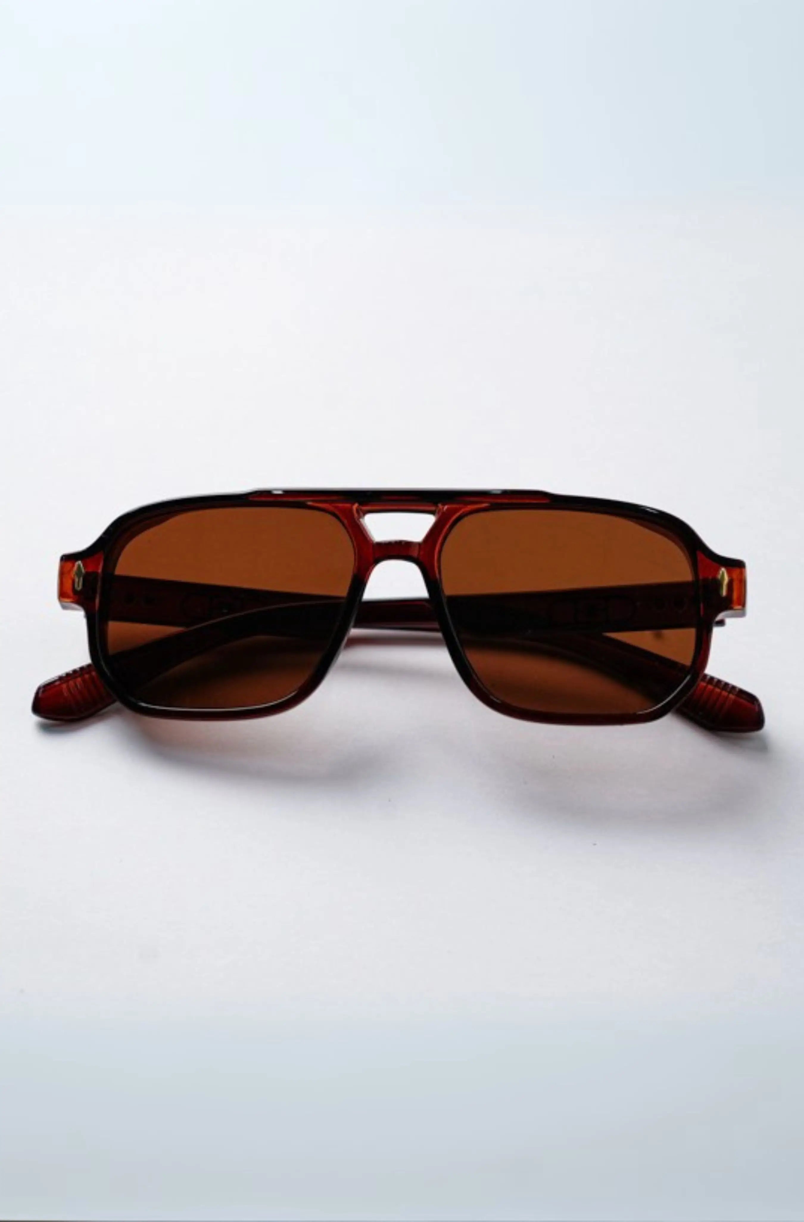 gildas leme acetate glasses brown front view #color_brown