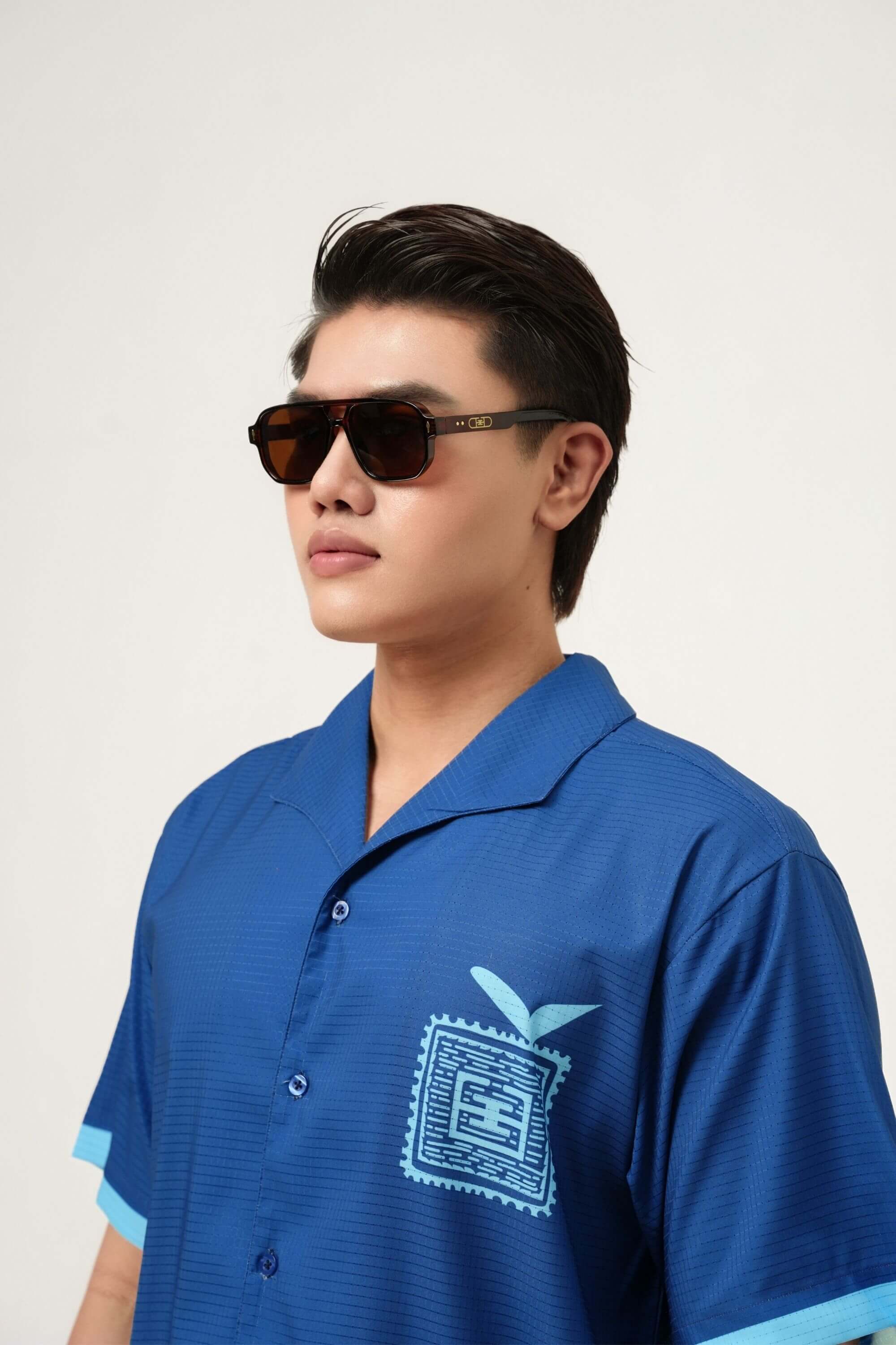 gildas leme acetate sunglasses brown side view on model #color_brown