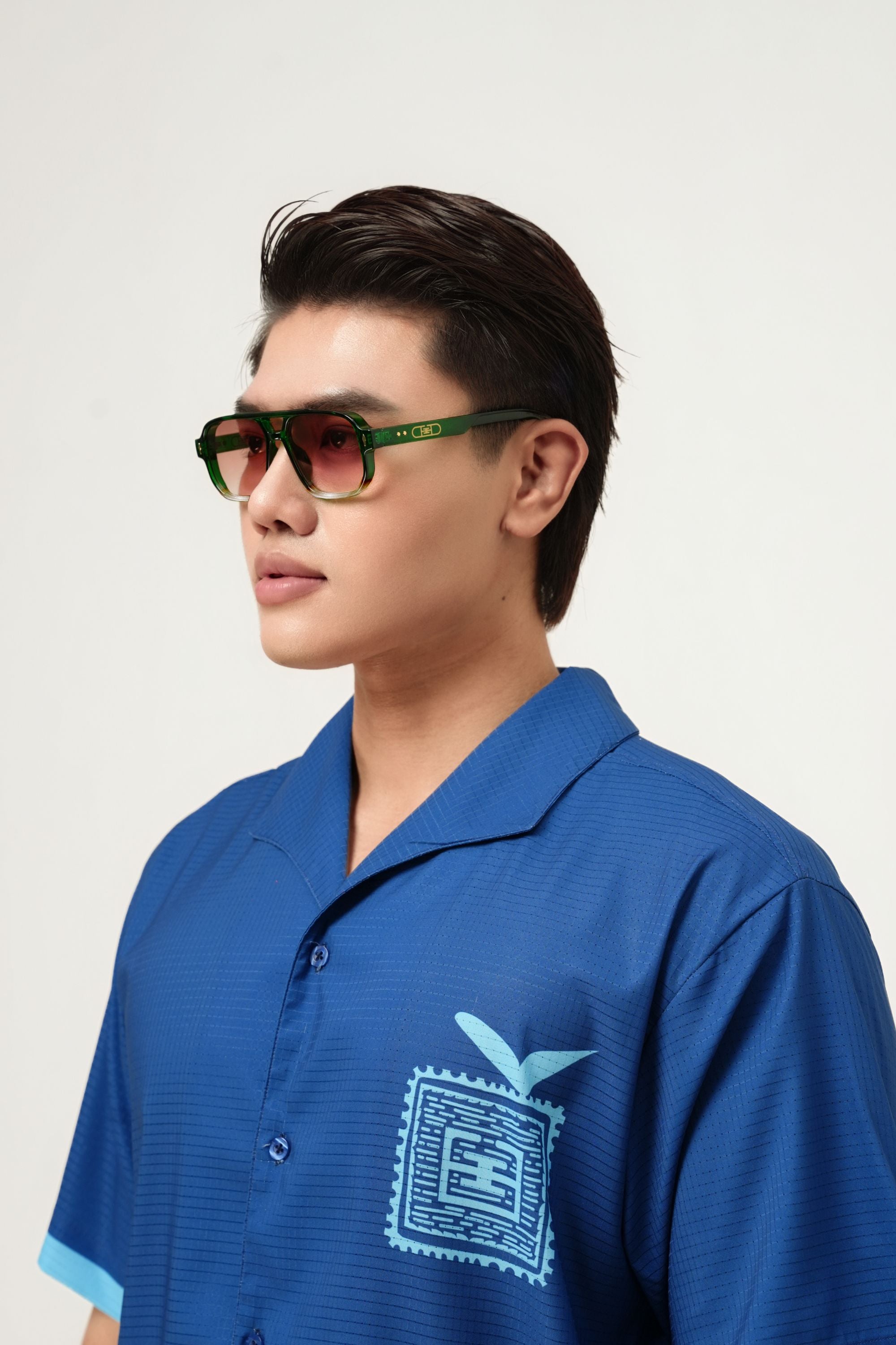 gildas leme acetate sunglasses olive green detail side view #color_olive green