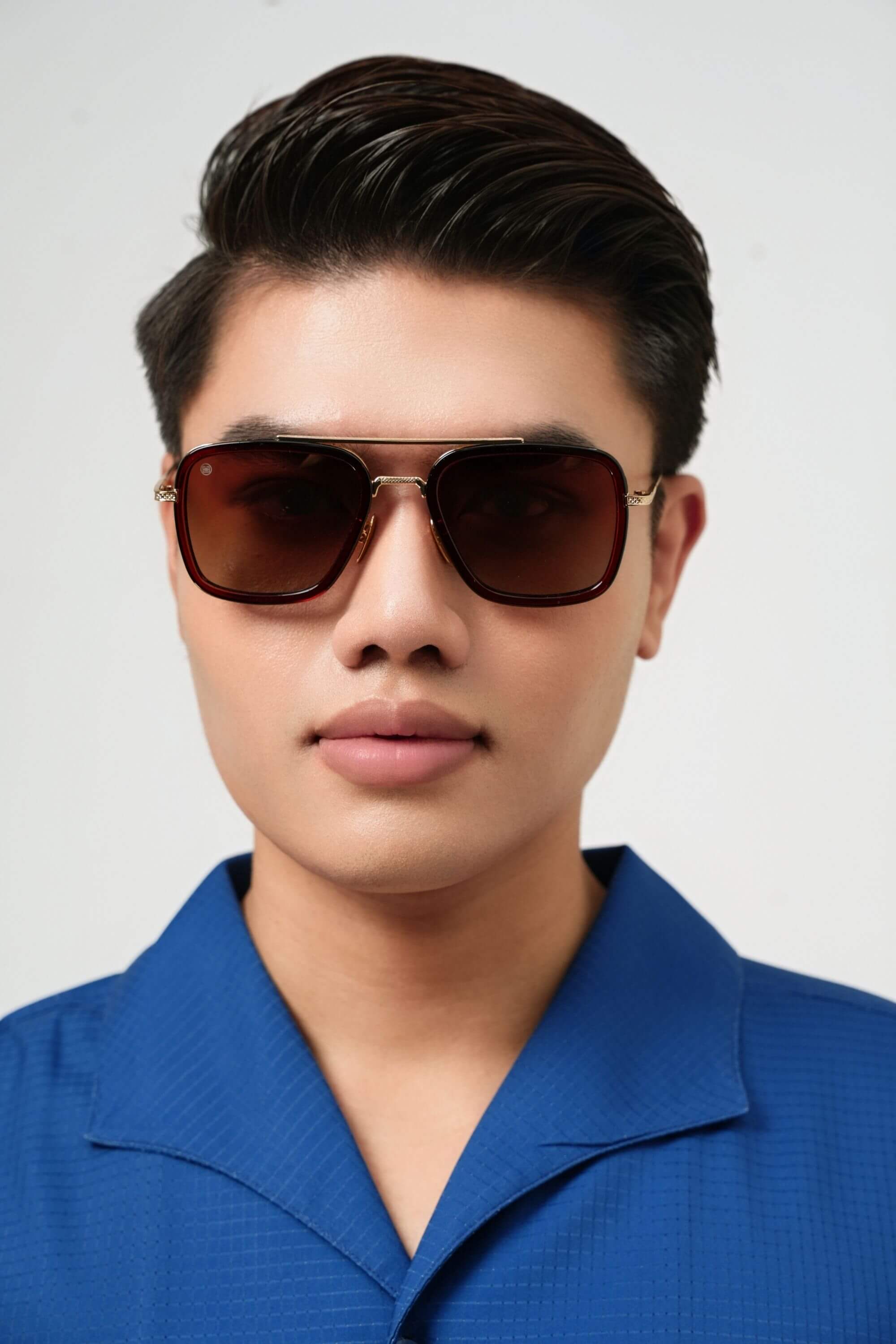 gildas leme metal sunglasses brown front view #color_brown