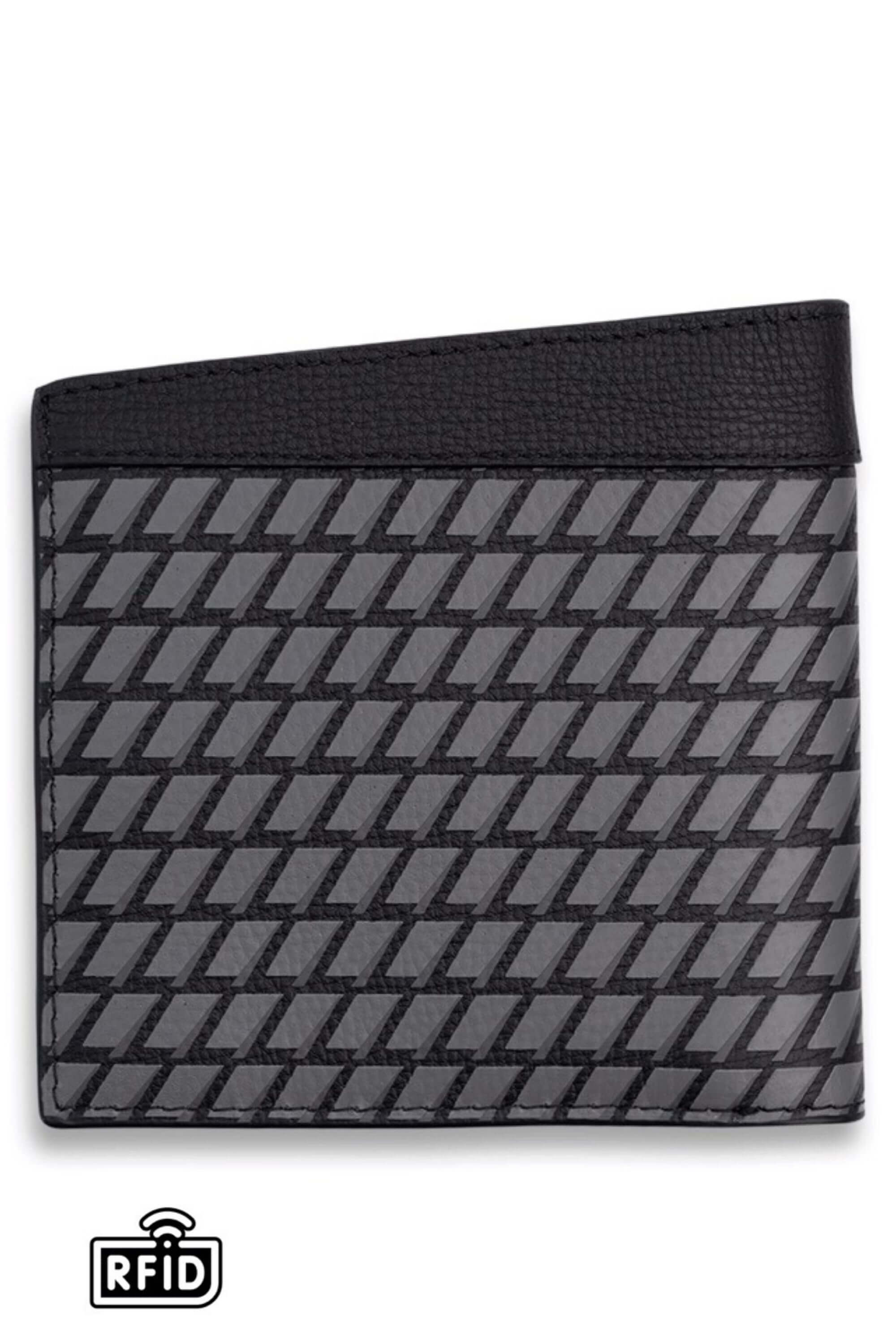 leather bi-fold wallet black back view #color_black