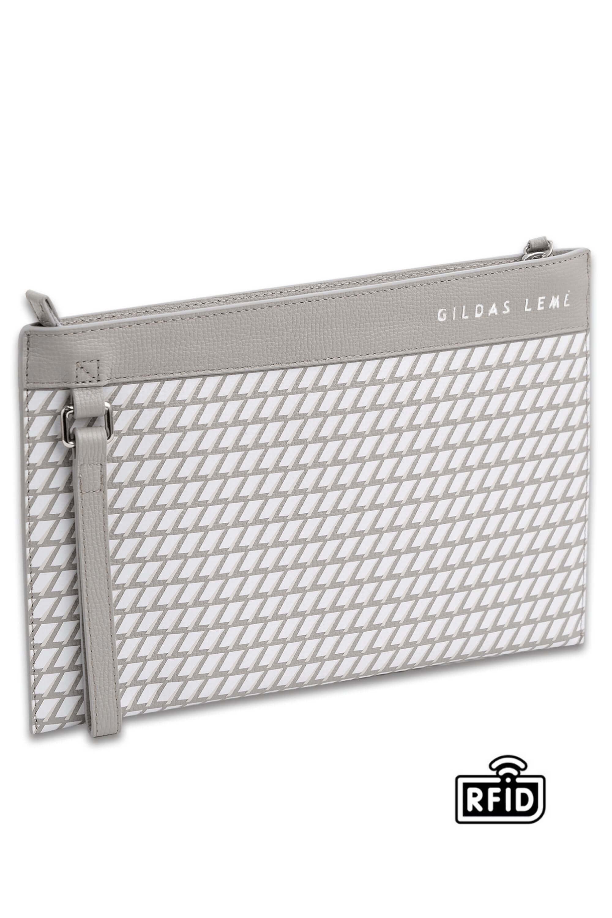 leather clutch bag white view #color_white