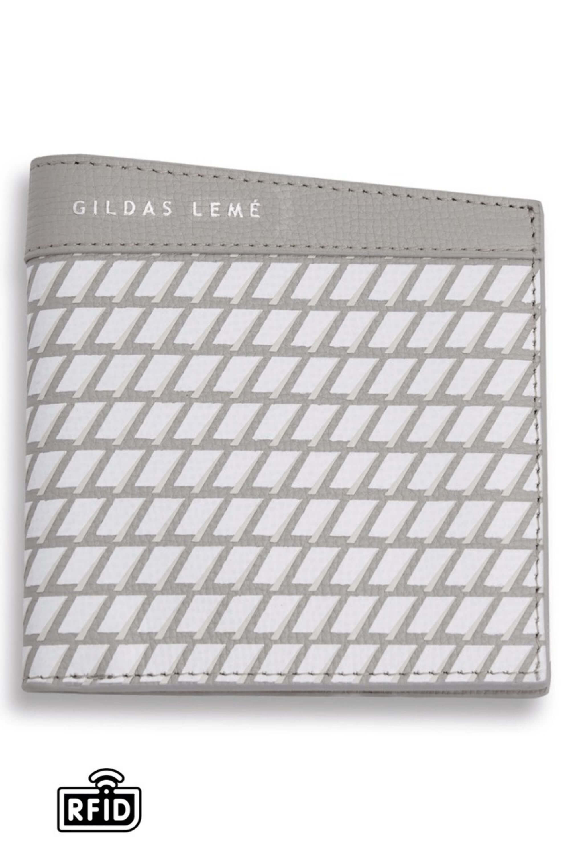 leather bi-fold wallet gray front view #color_gray