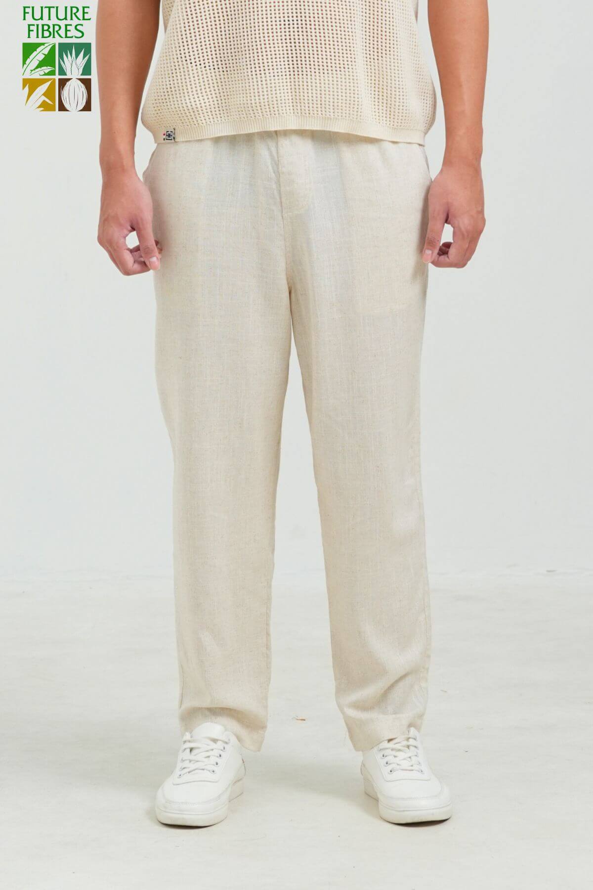 Men’s beige linen beach pants