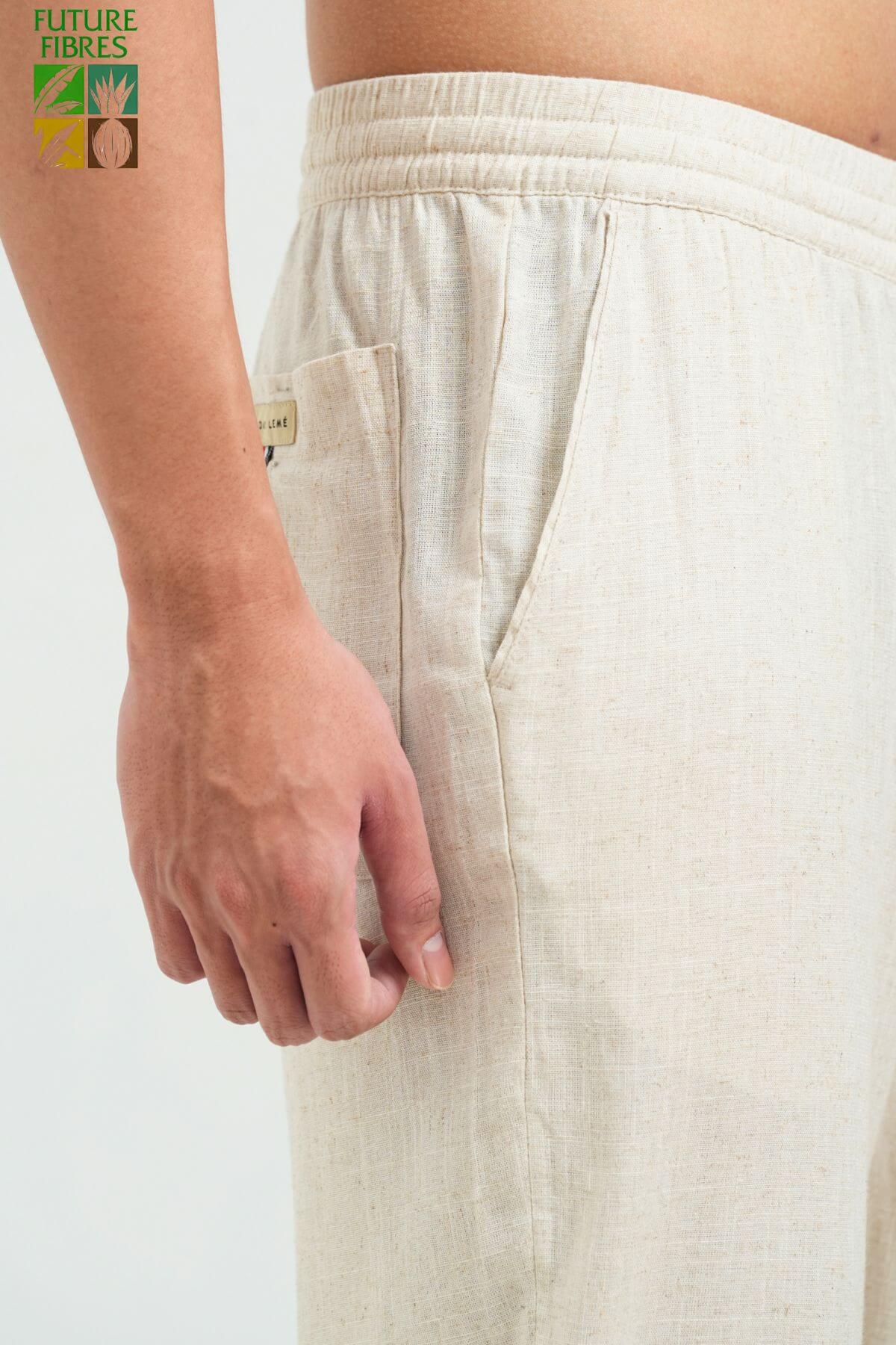 Front pocket of men’s linen beach pants