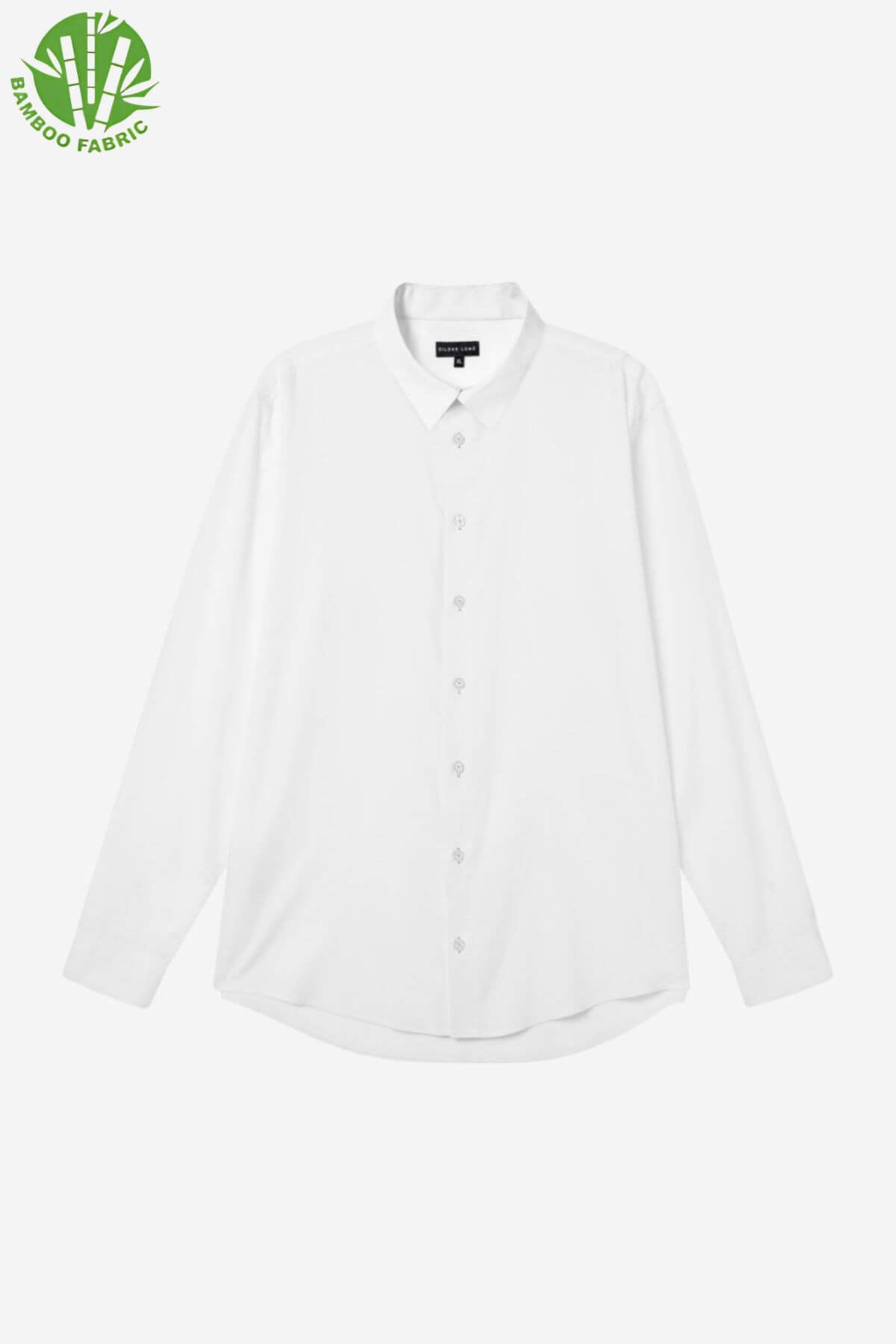 Men’s white bamboo Riviera long sleeve shirt – breathable, sustainable fabric with a clean and elegant design for versatile wear