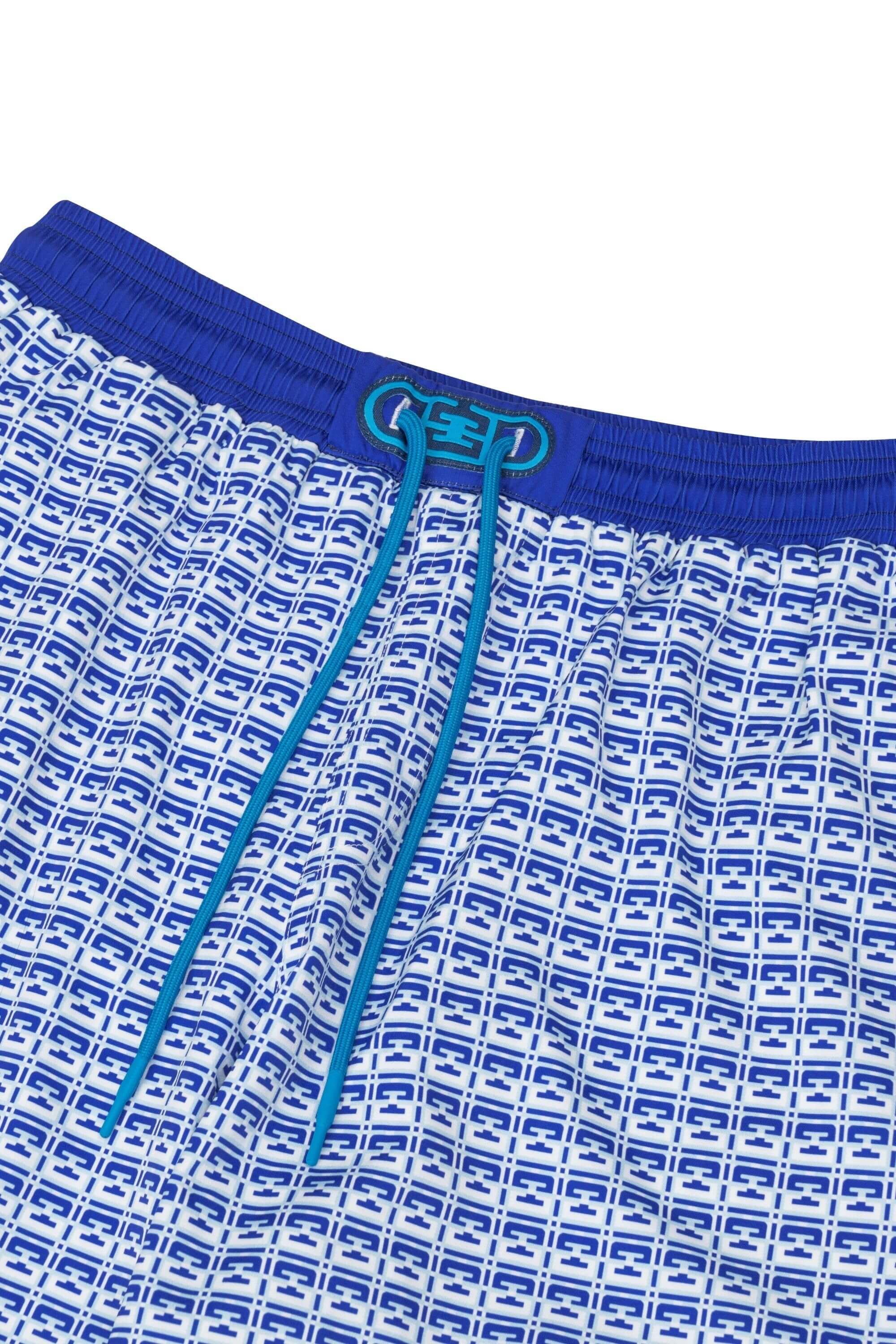 monogram edition swim trunk with elastic waistband and drawstring #color_pool blue