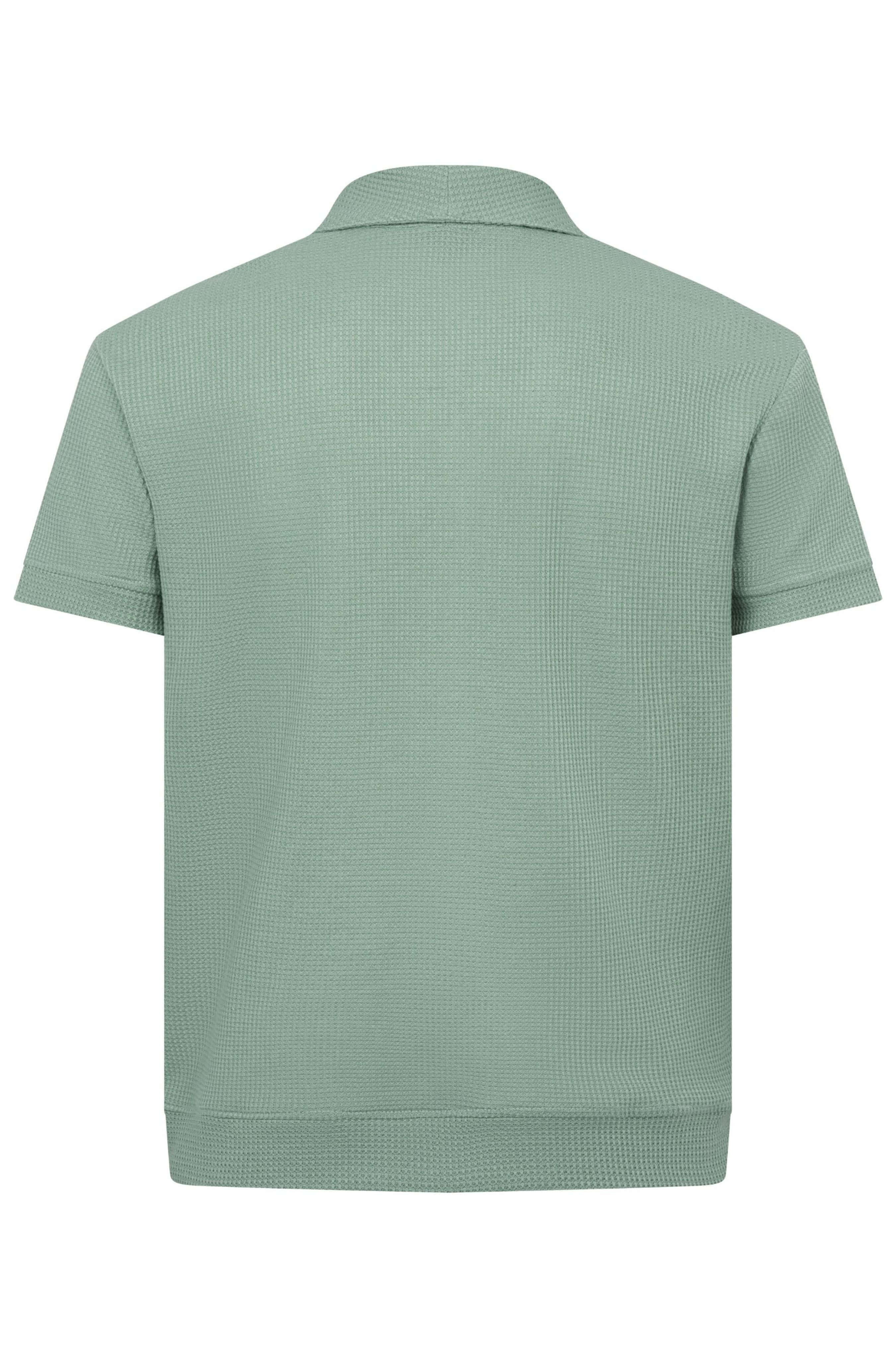 Back label of Palma men’s polo shirt in mint green