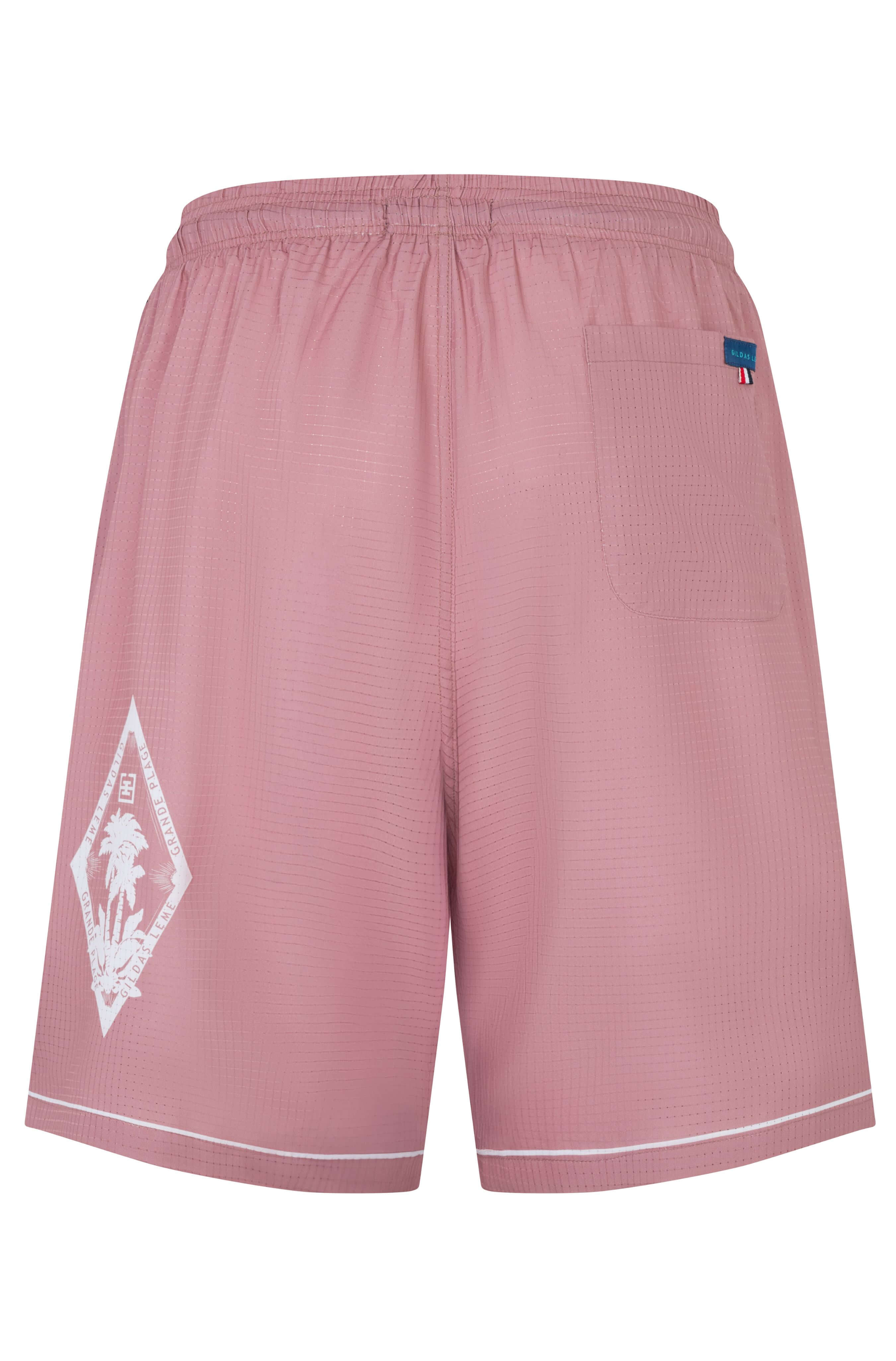 Back view of Pink Paradise summer beach shorts