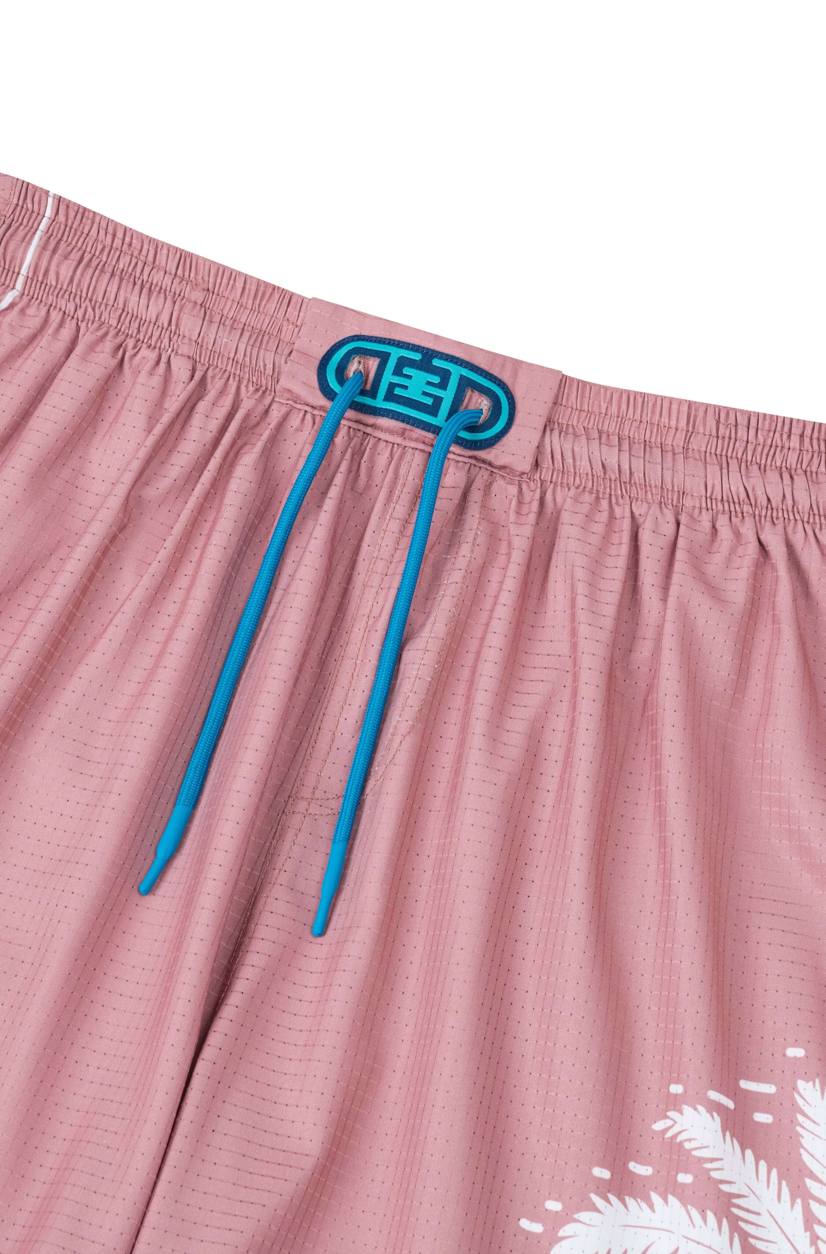Drawstring and waistband detail of Pink Paradise summer beach shorts