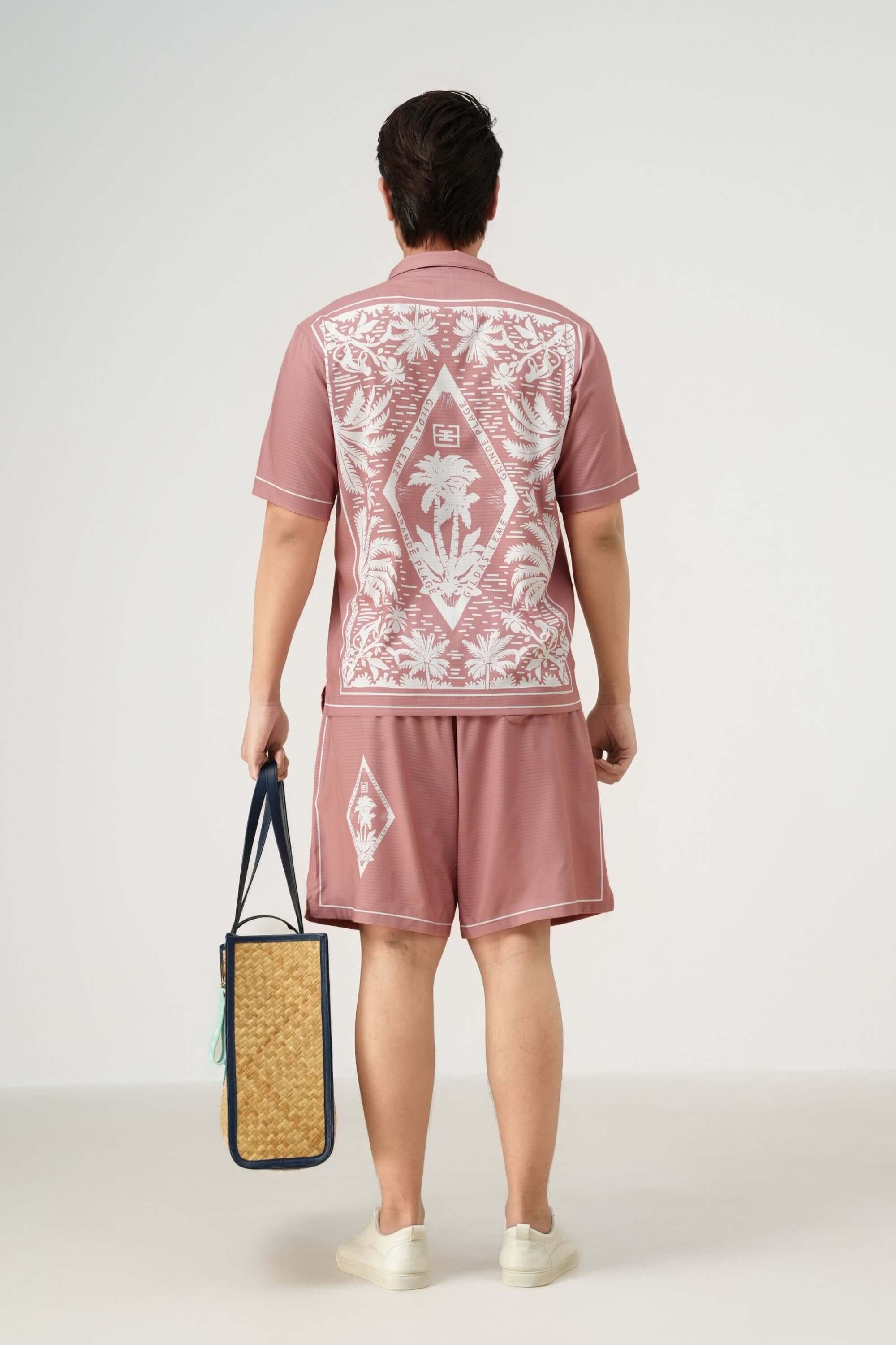 pink paradise resort set pink rose back view on model #color_pink rose