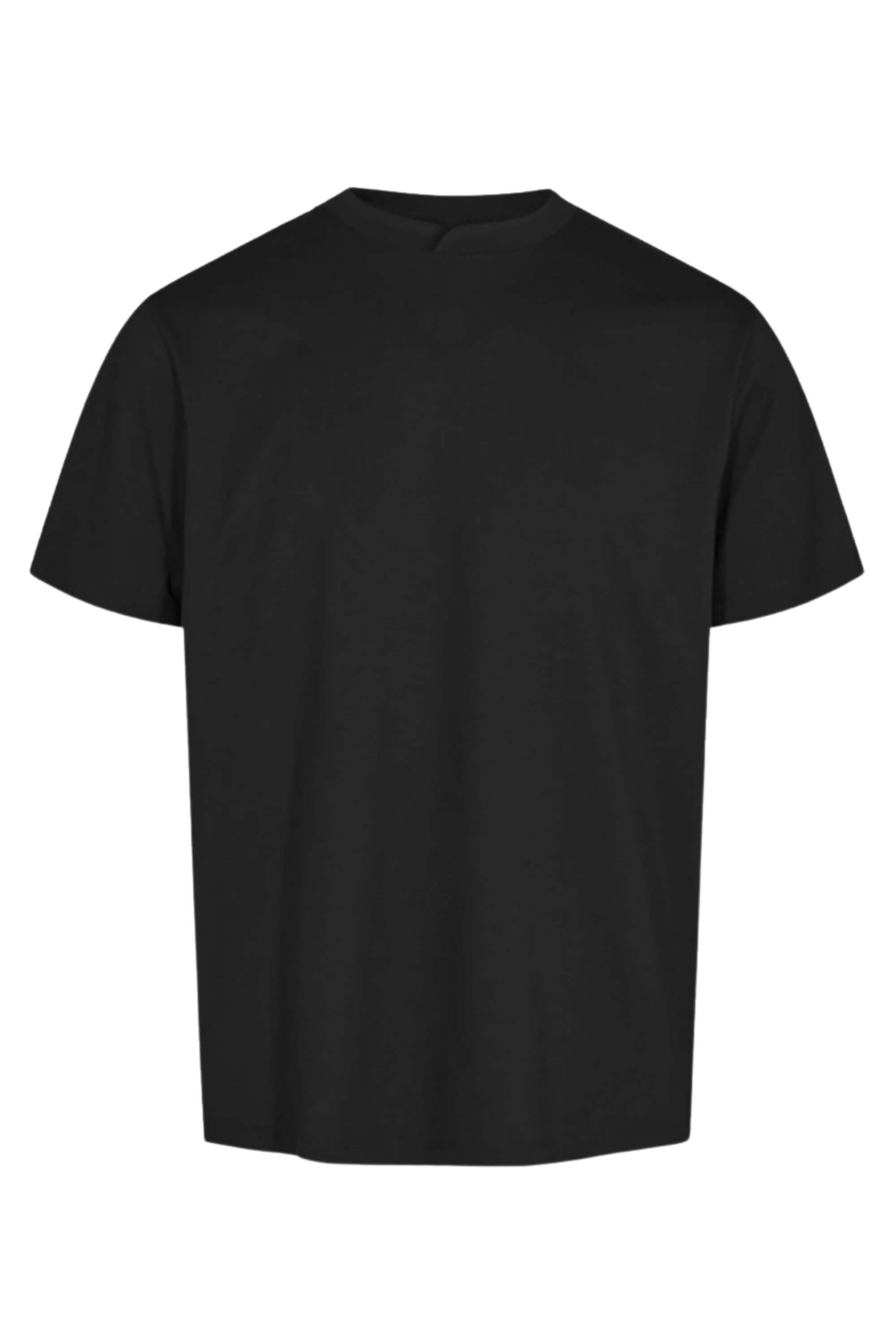 qmax mandarin round neck t-shirt black front view #color_black