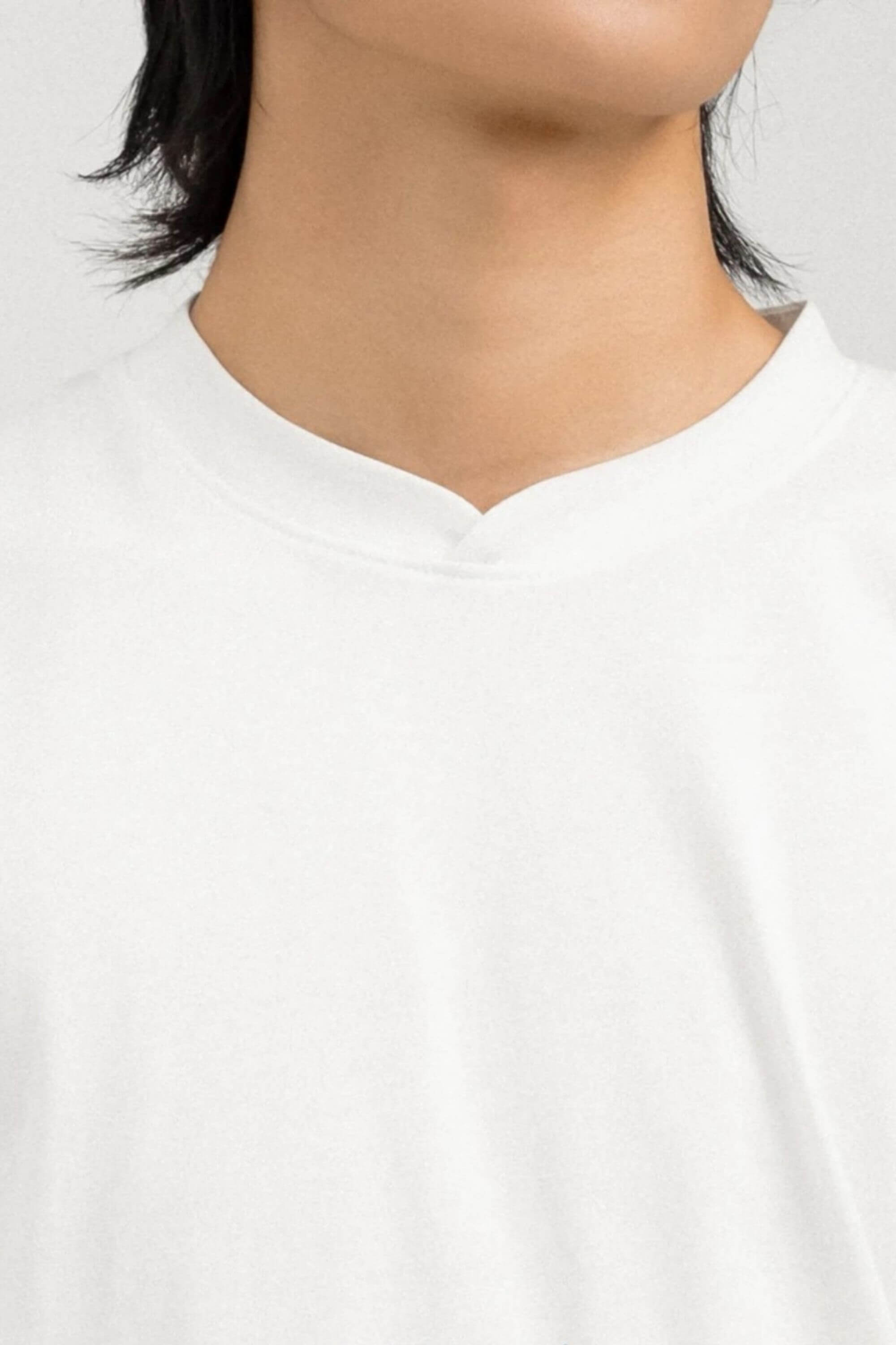 qmax mandarin round neck t-shirt white collar view #color_white