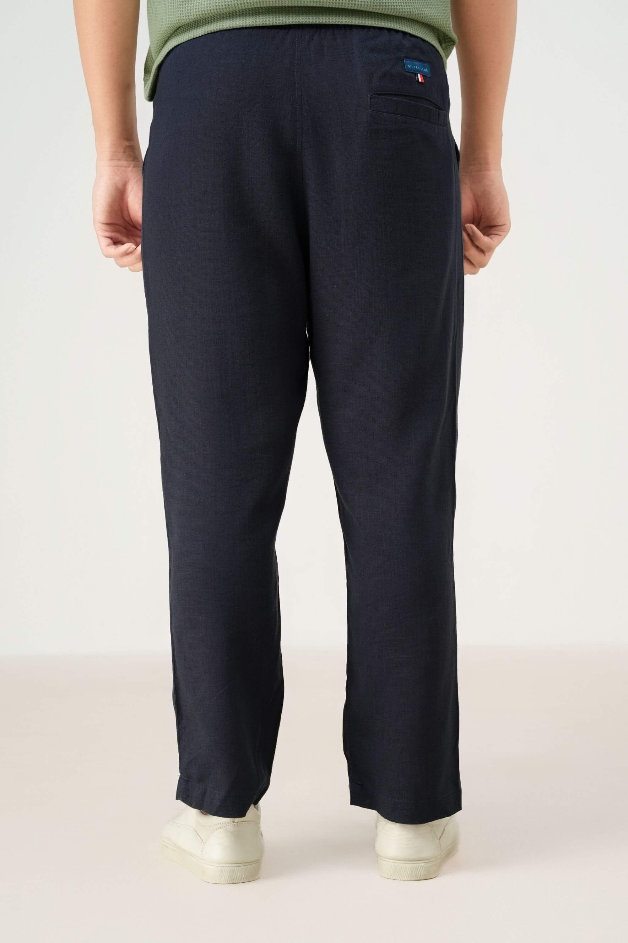 ramatuelle linen pant navy back view on model #color_navy