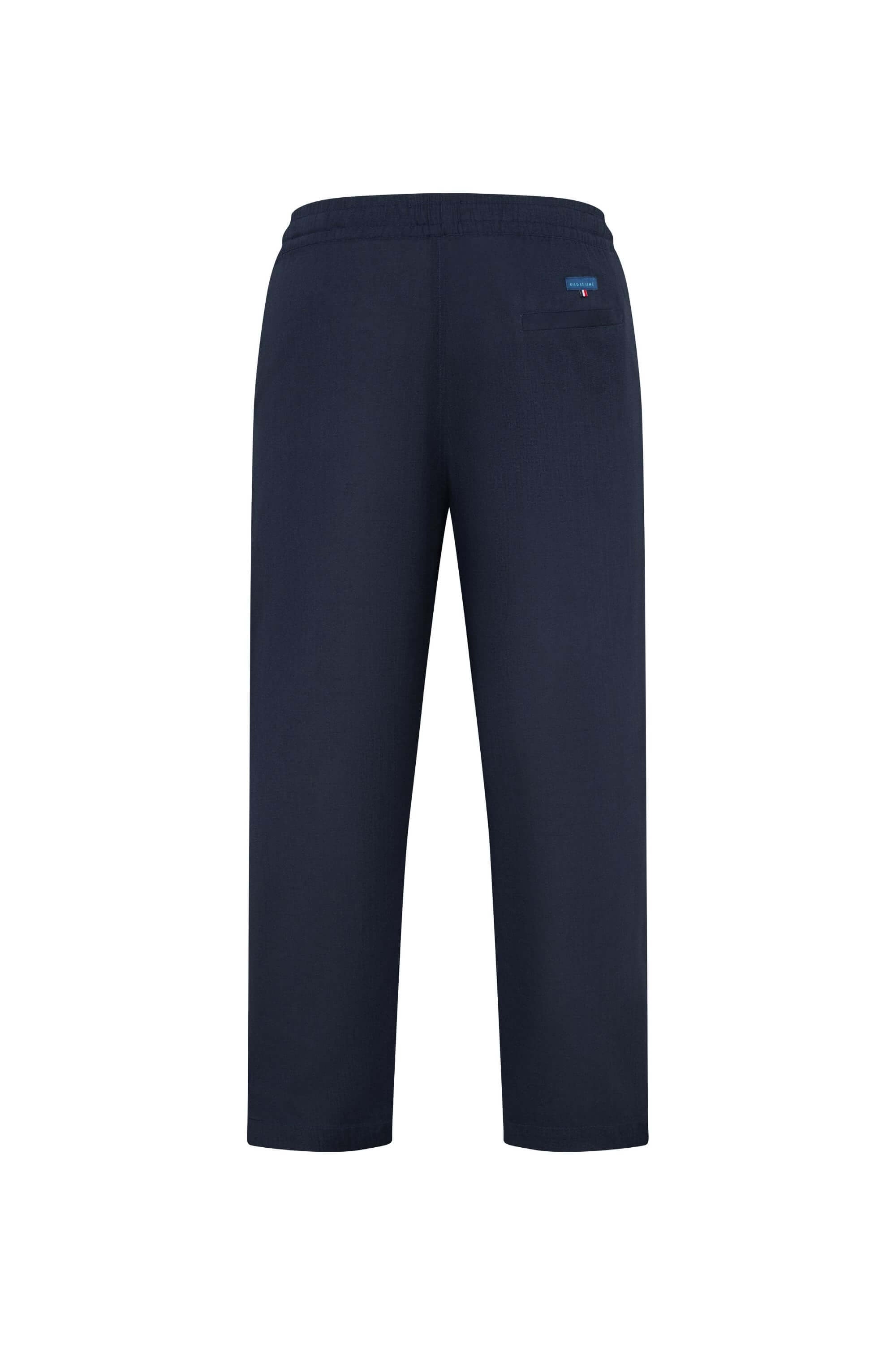 ramatuelle linen pant navy back view #color_navy