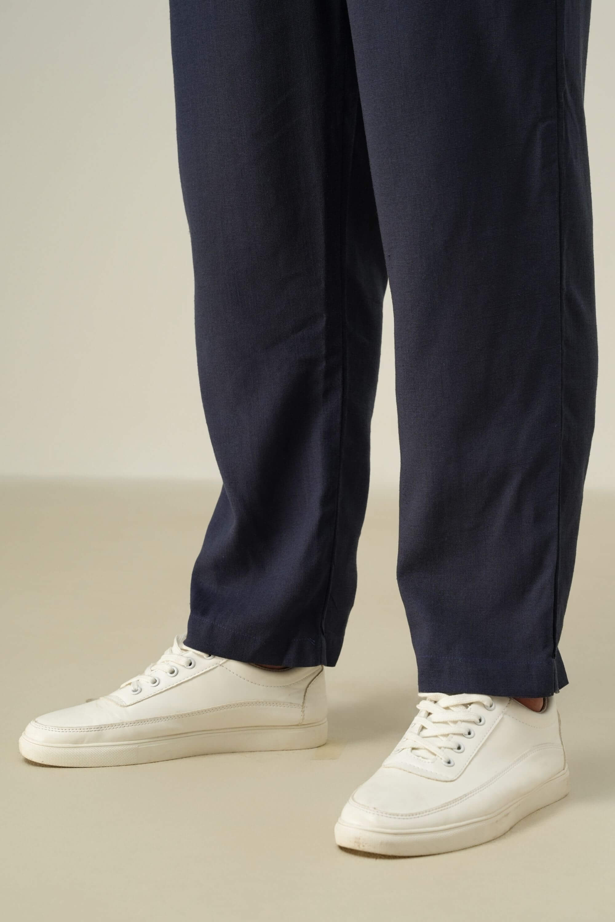 ramatuelle linen pant navy leg on model #color_navy