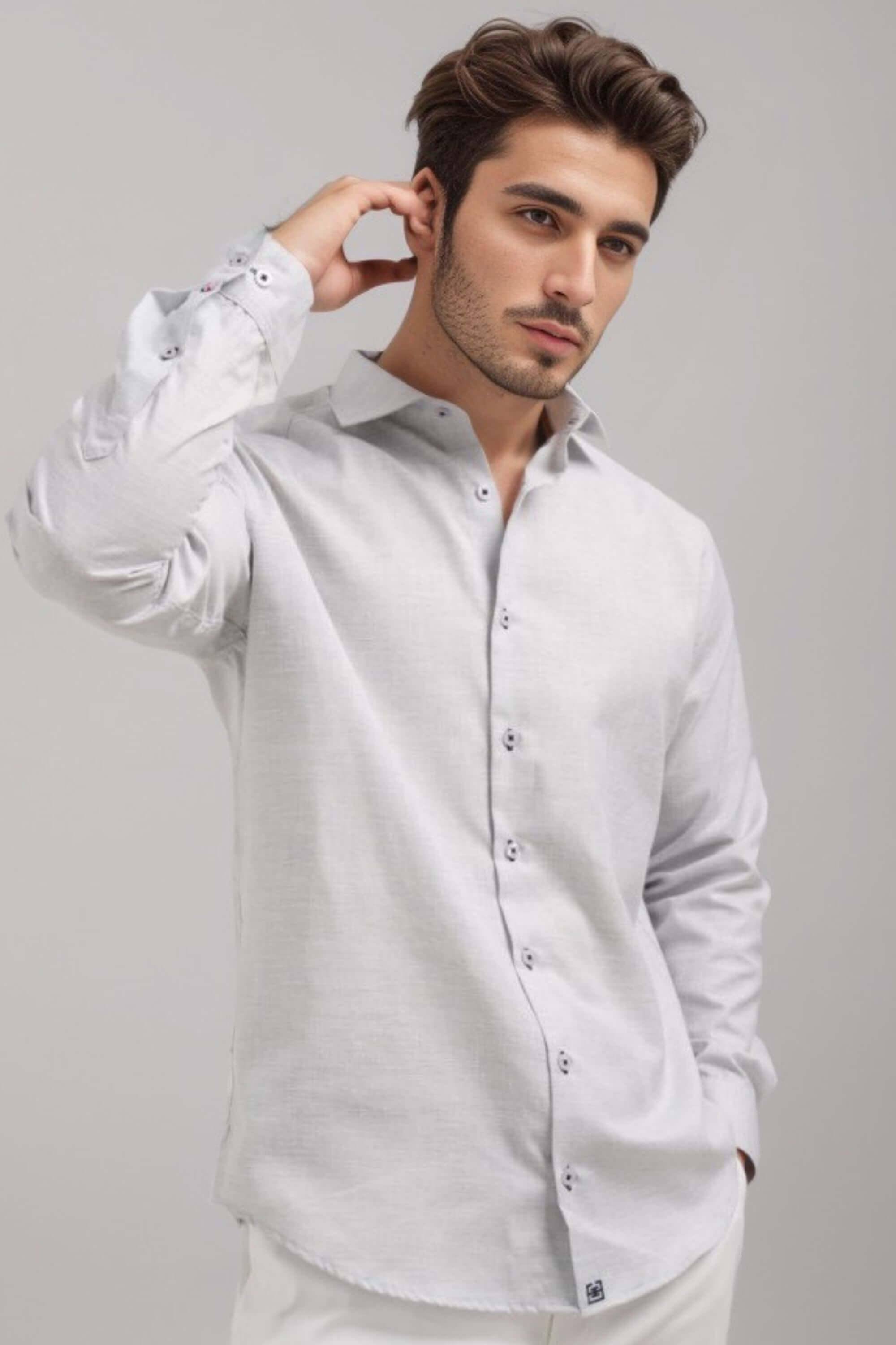 st.raphael linen shirt front view