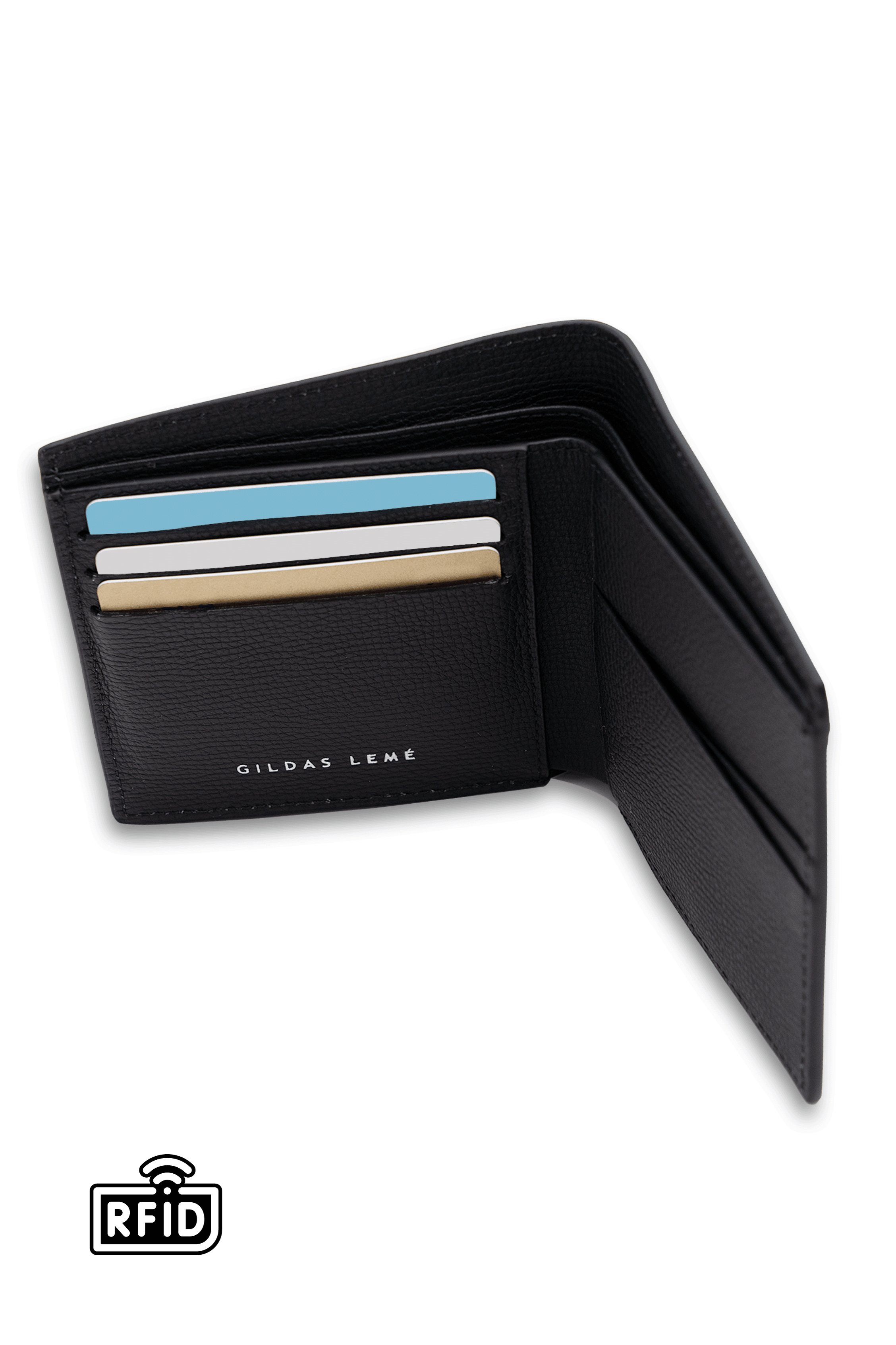 GILDAS LEMÉ PREMIUM LEATHER BIFOLD WALLET - BLACK