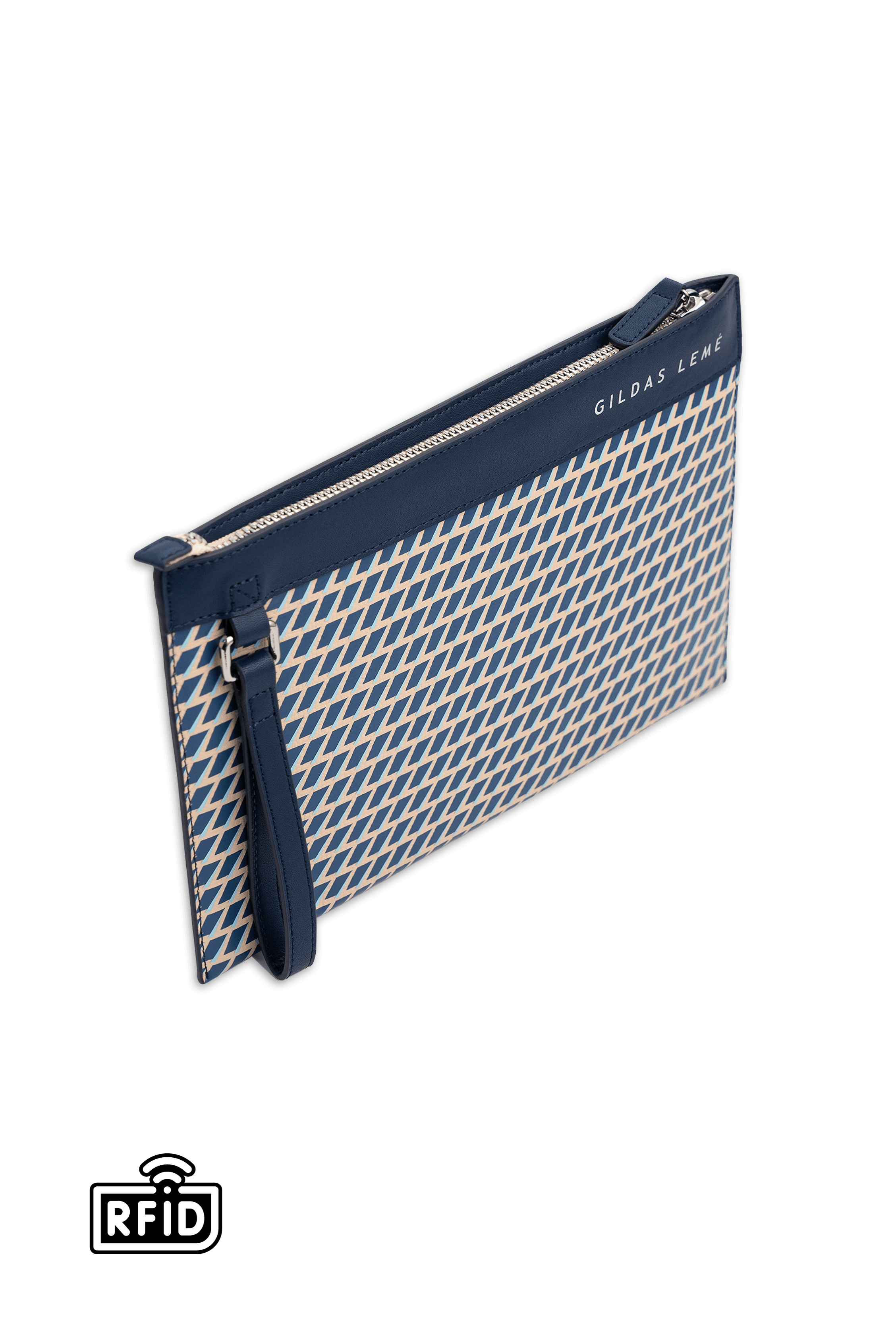 GILDAS LEMÉ PREMIUM LEATHER CLUTCH - NAVY