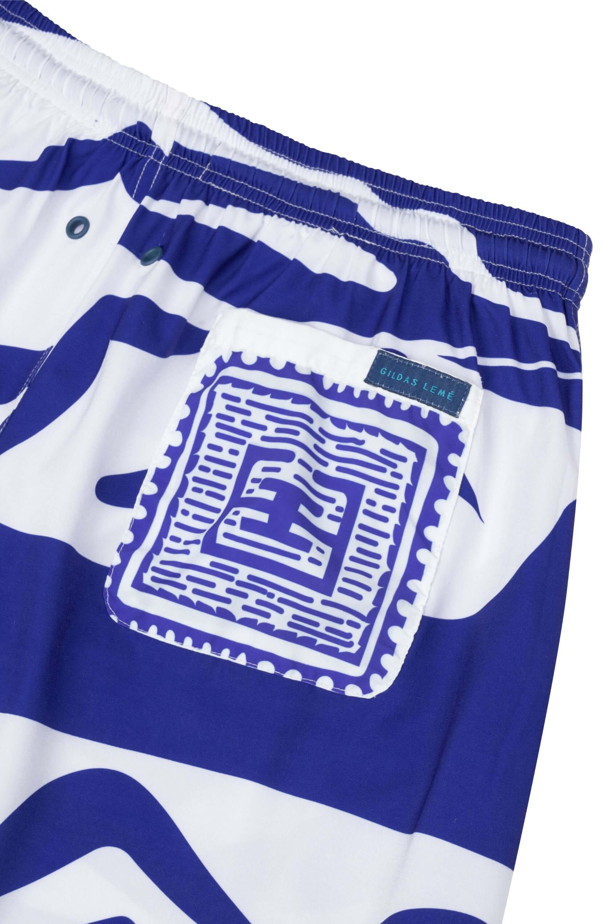 Blue Stamp Swim Trunk
