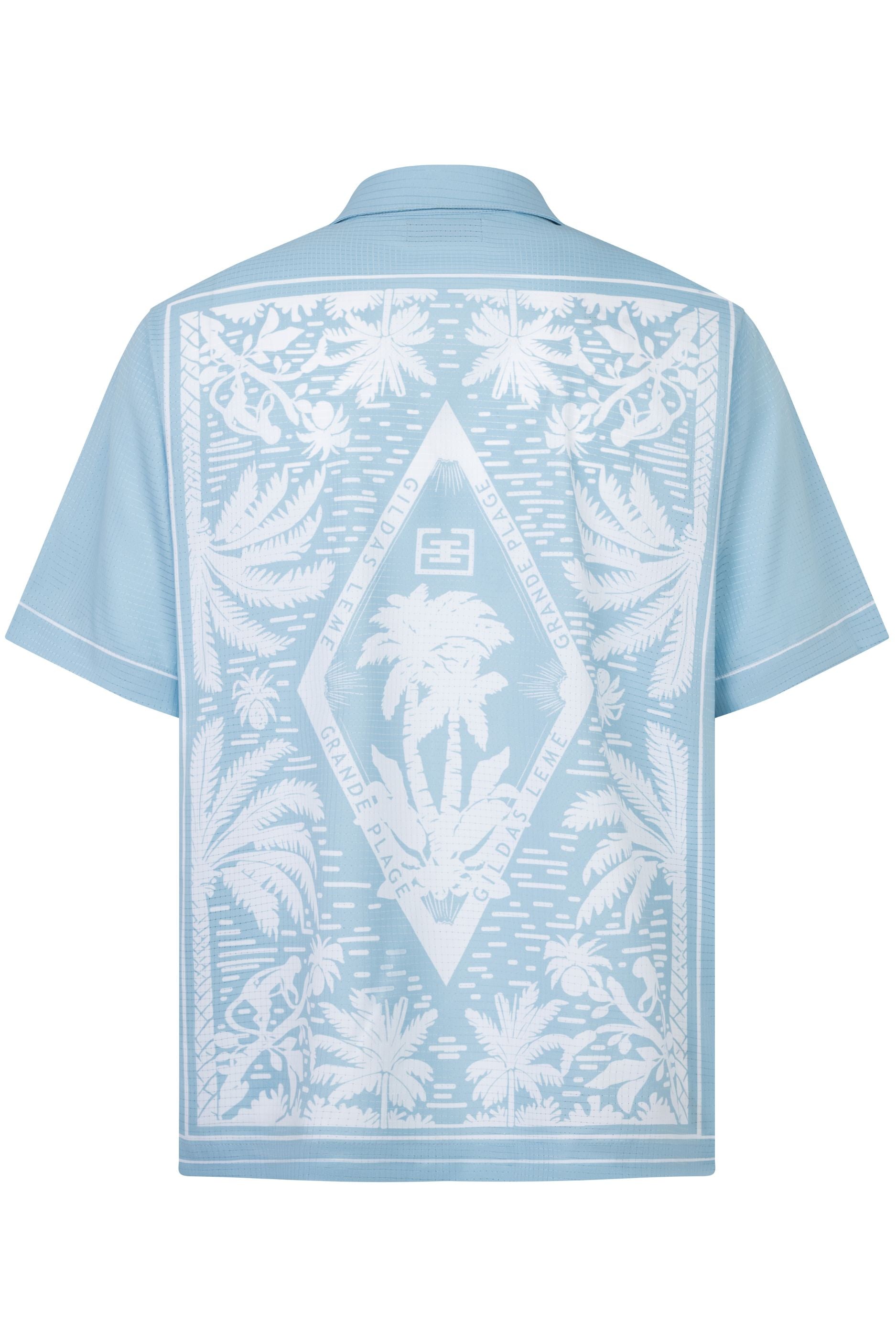 PINK PARADISE LIGHT BLUE RESORT SHIRT