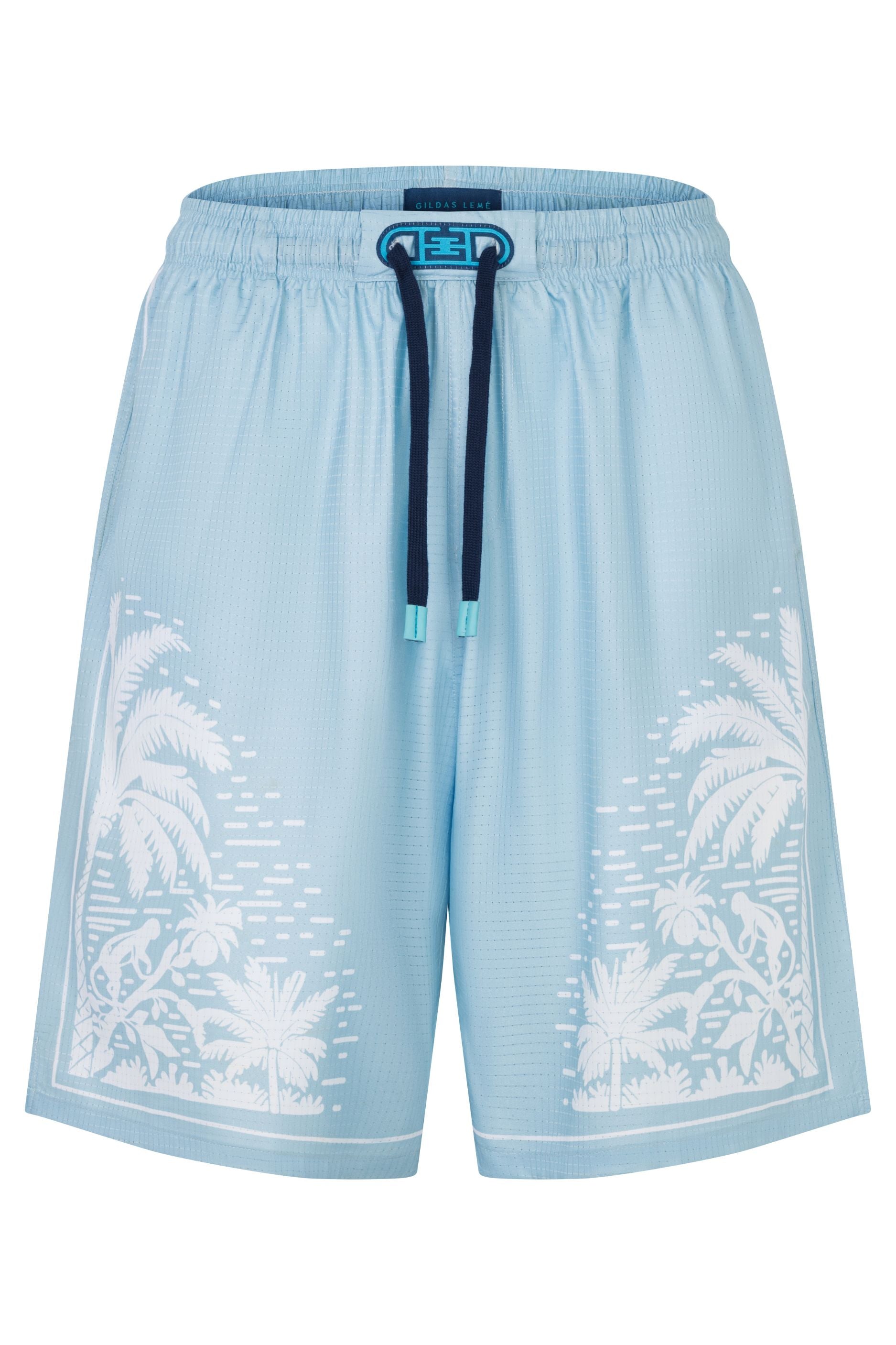 FRONT VIEW OF THE PARADISE LIGHT BLUE SHORT