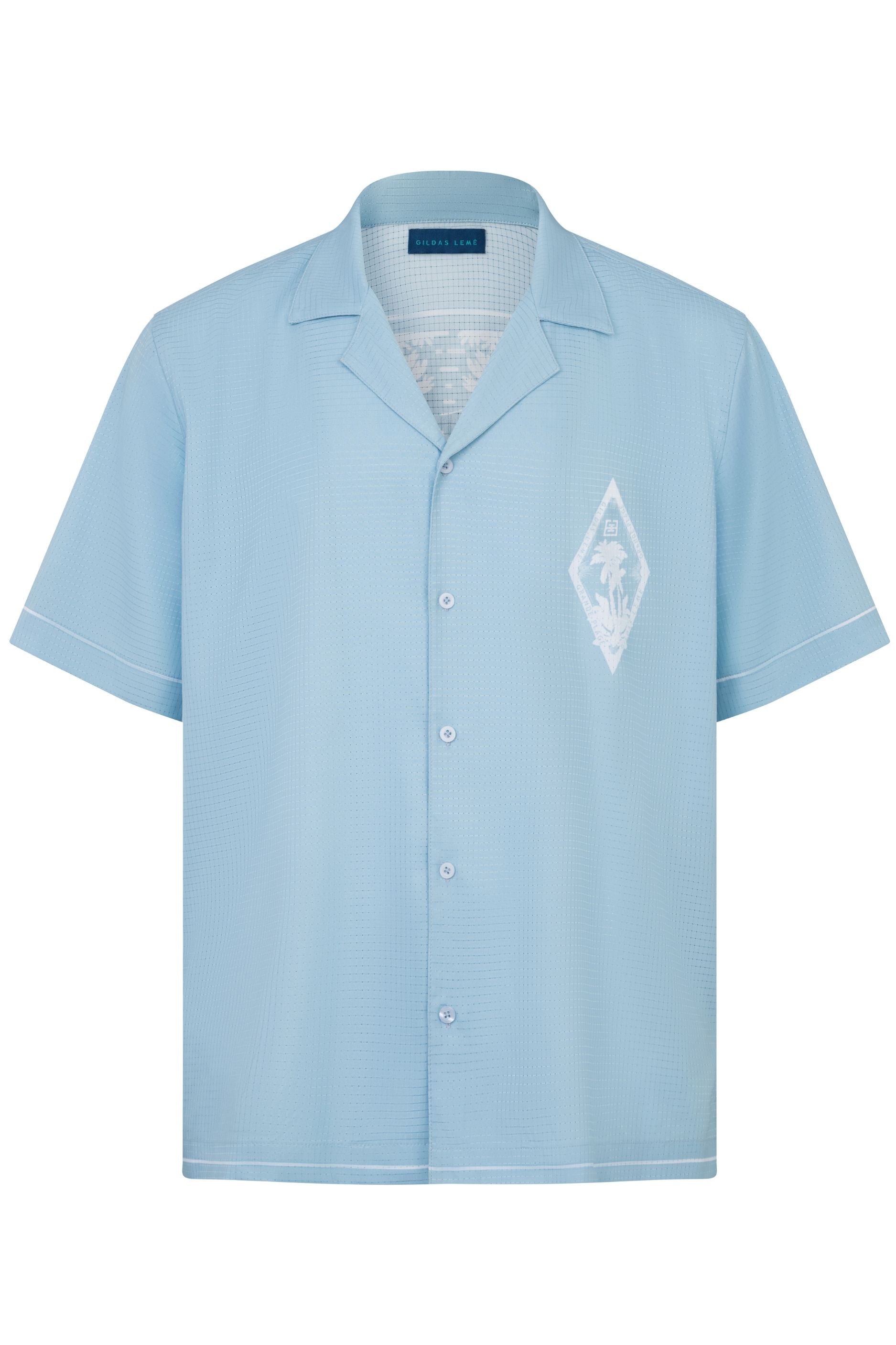 FRONT VIEW OF THE PARADISE SHIRT LIGHT BLUE