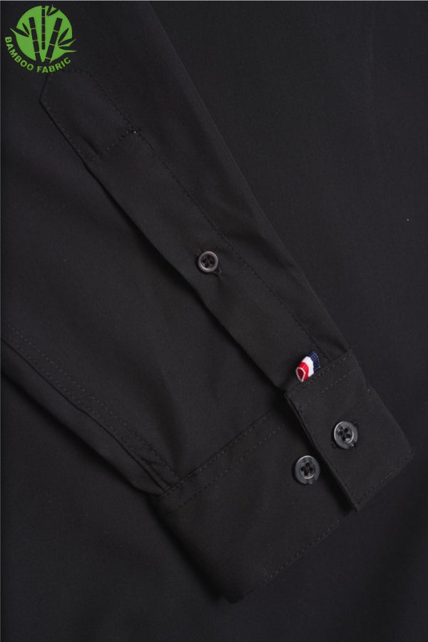 THE CUFF OF THE RIVIERA BAMBOO BLACK SHIRT