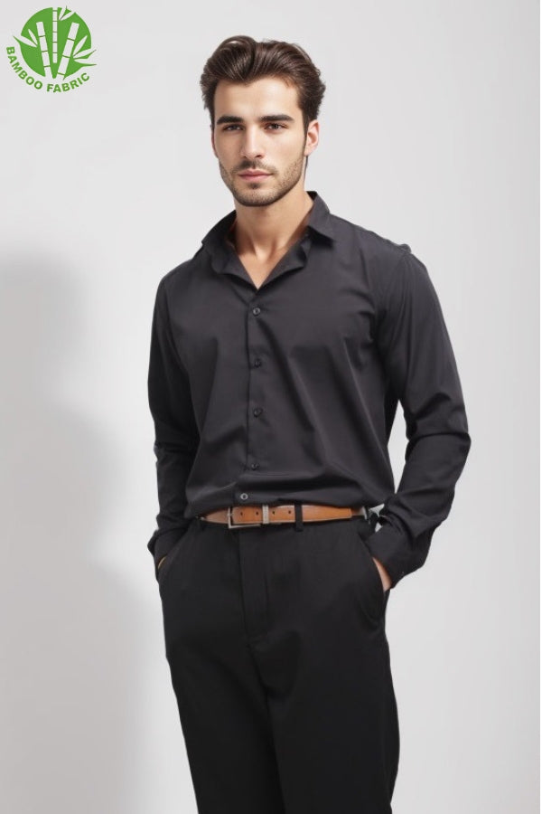 THE RIVIERA BAMBOO BLACK SHIRT FOR MEN