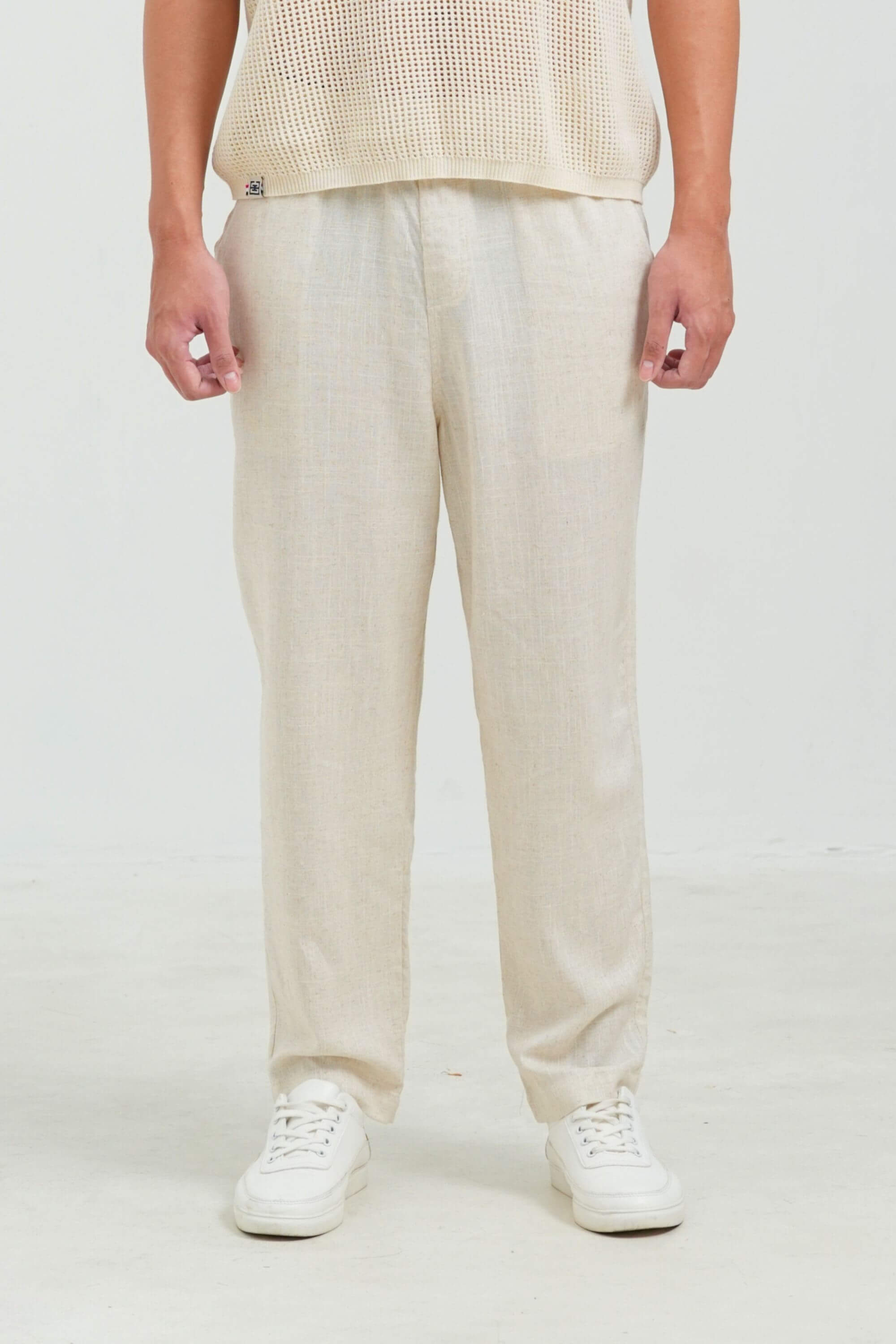 beach linen pant beige front view 