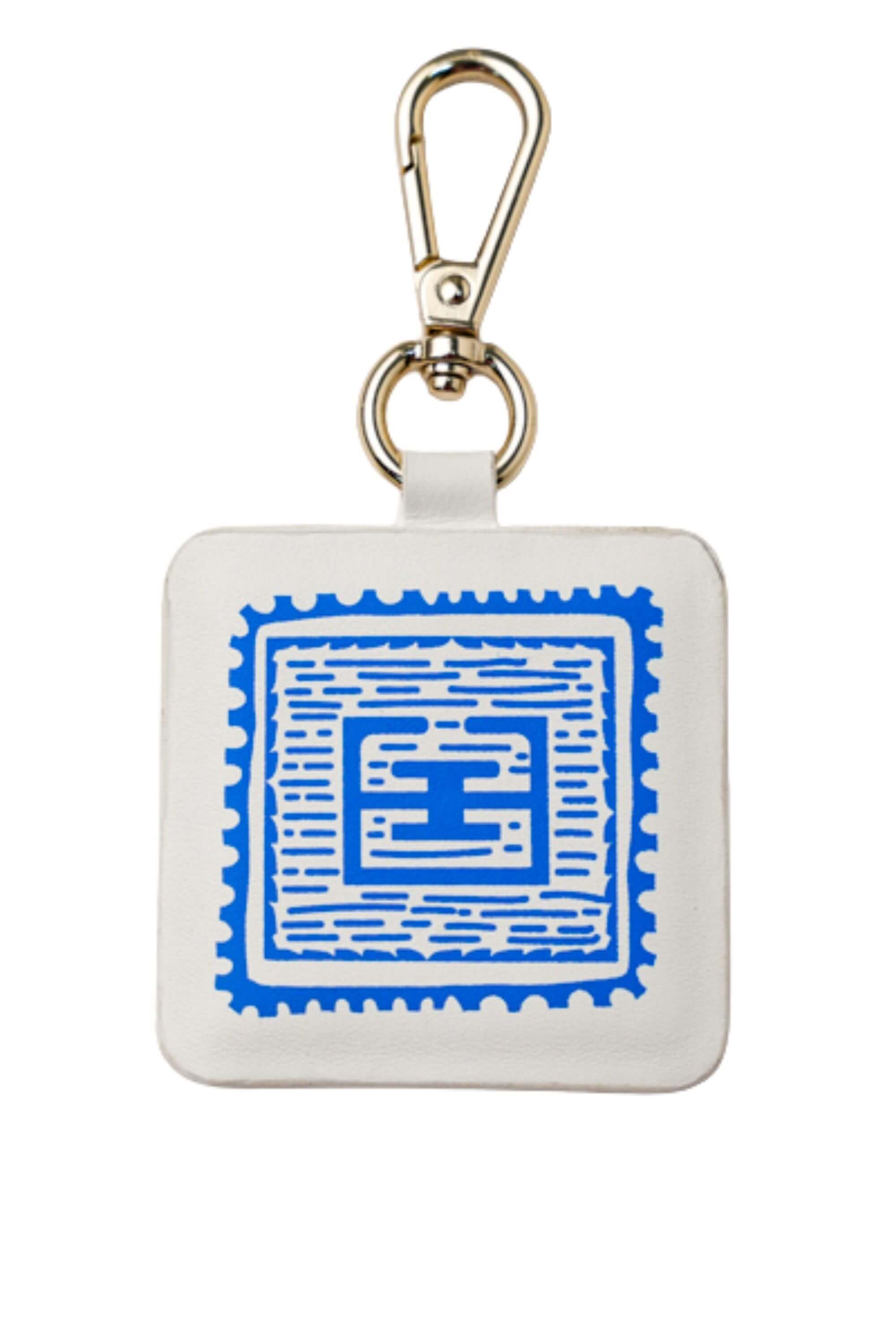 Blue Stamp Edition Bag Charms White - Close Up #color_white