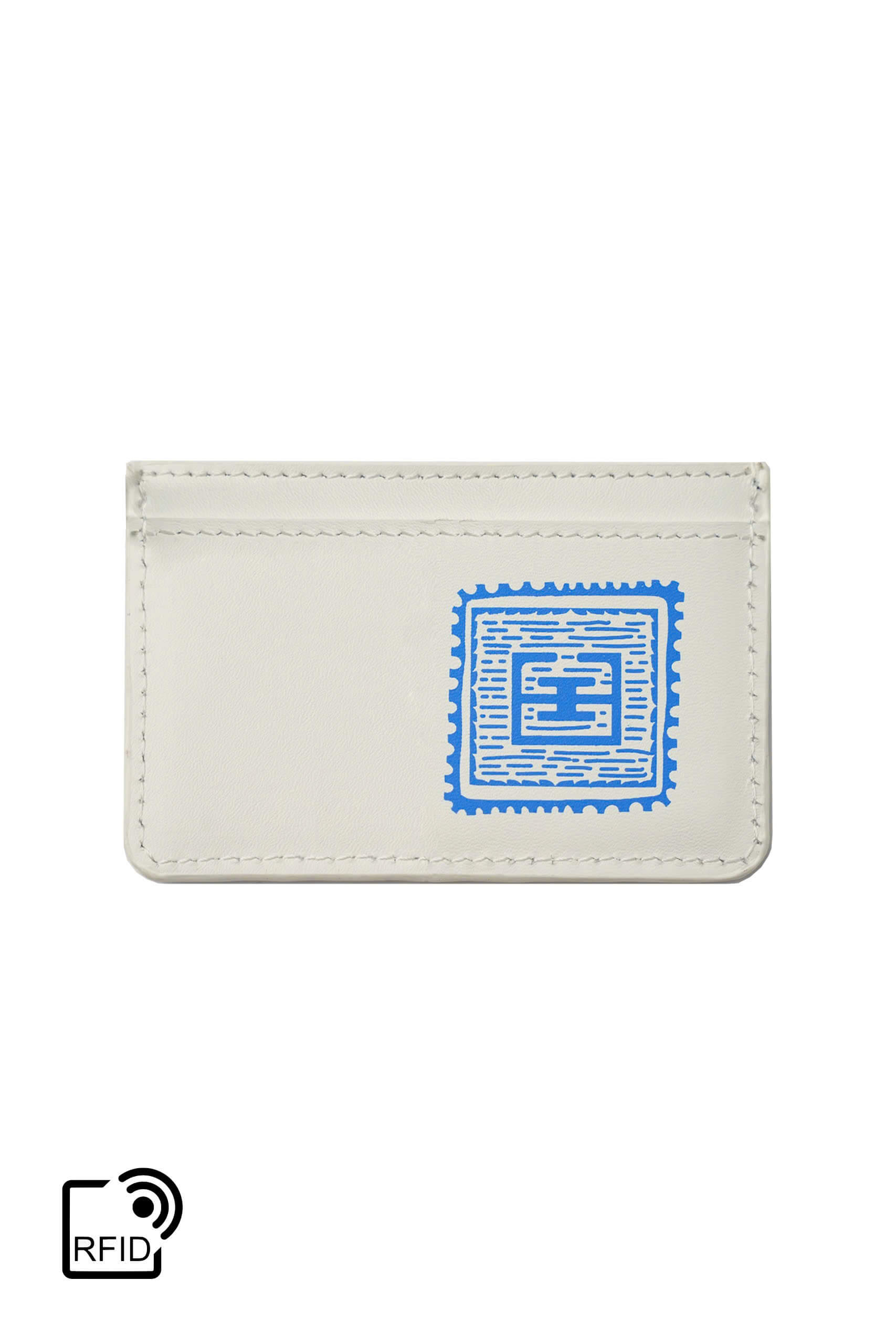 blue stamp edition card holder white back view #color_white