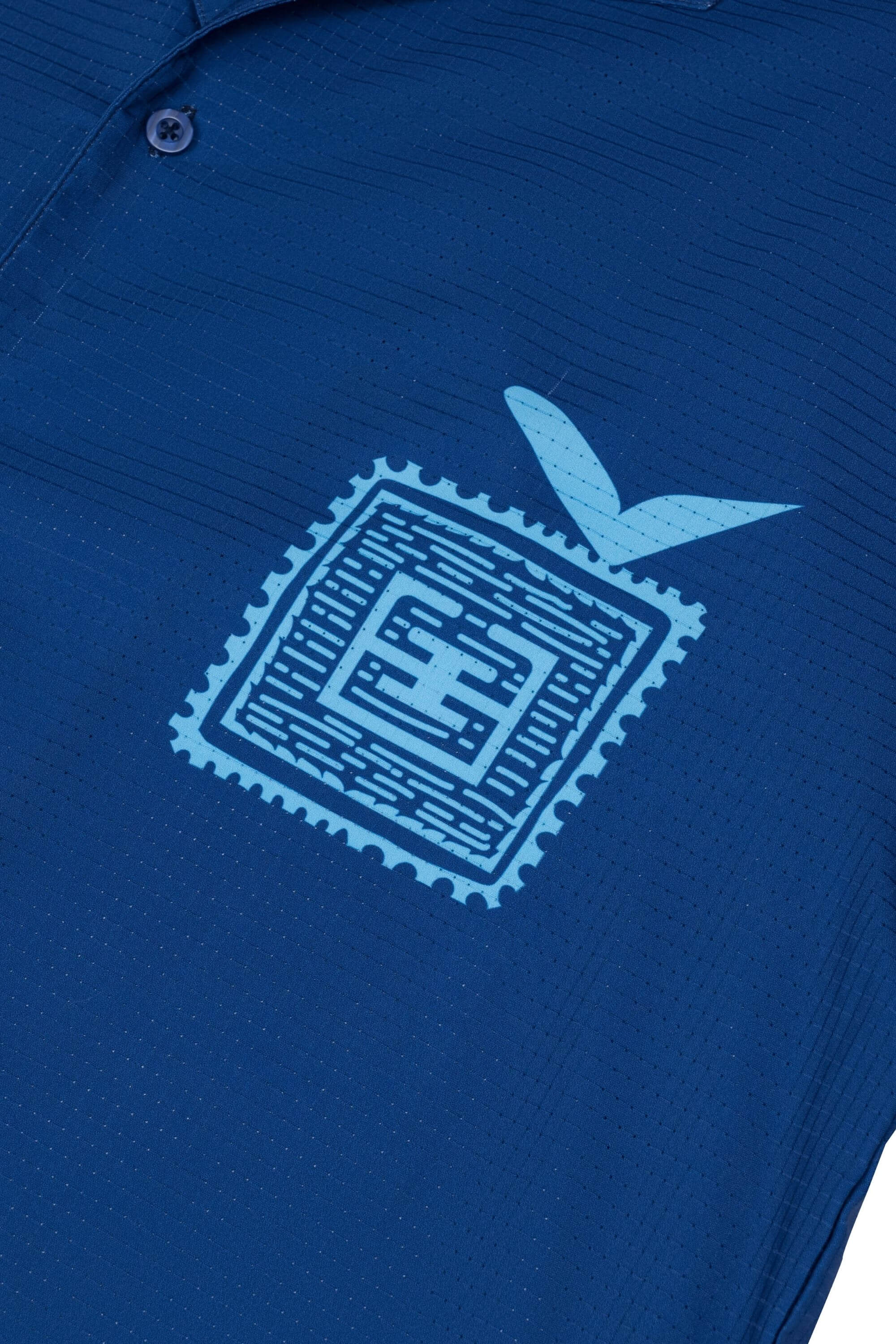 blue stamp resort shirt navy logo view #color_navy