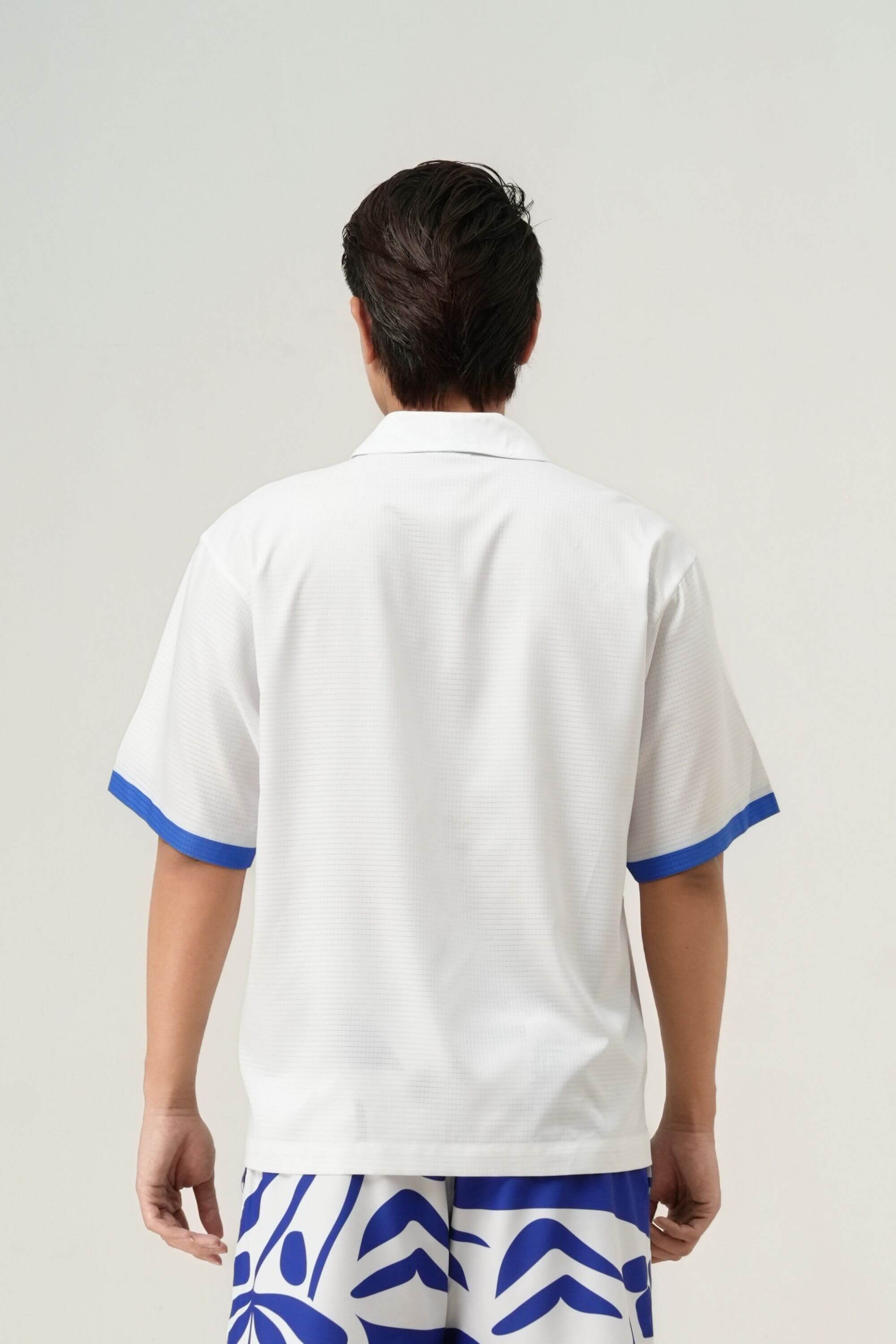 blue stamp resort short back view on model #color_whtie