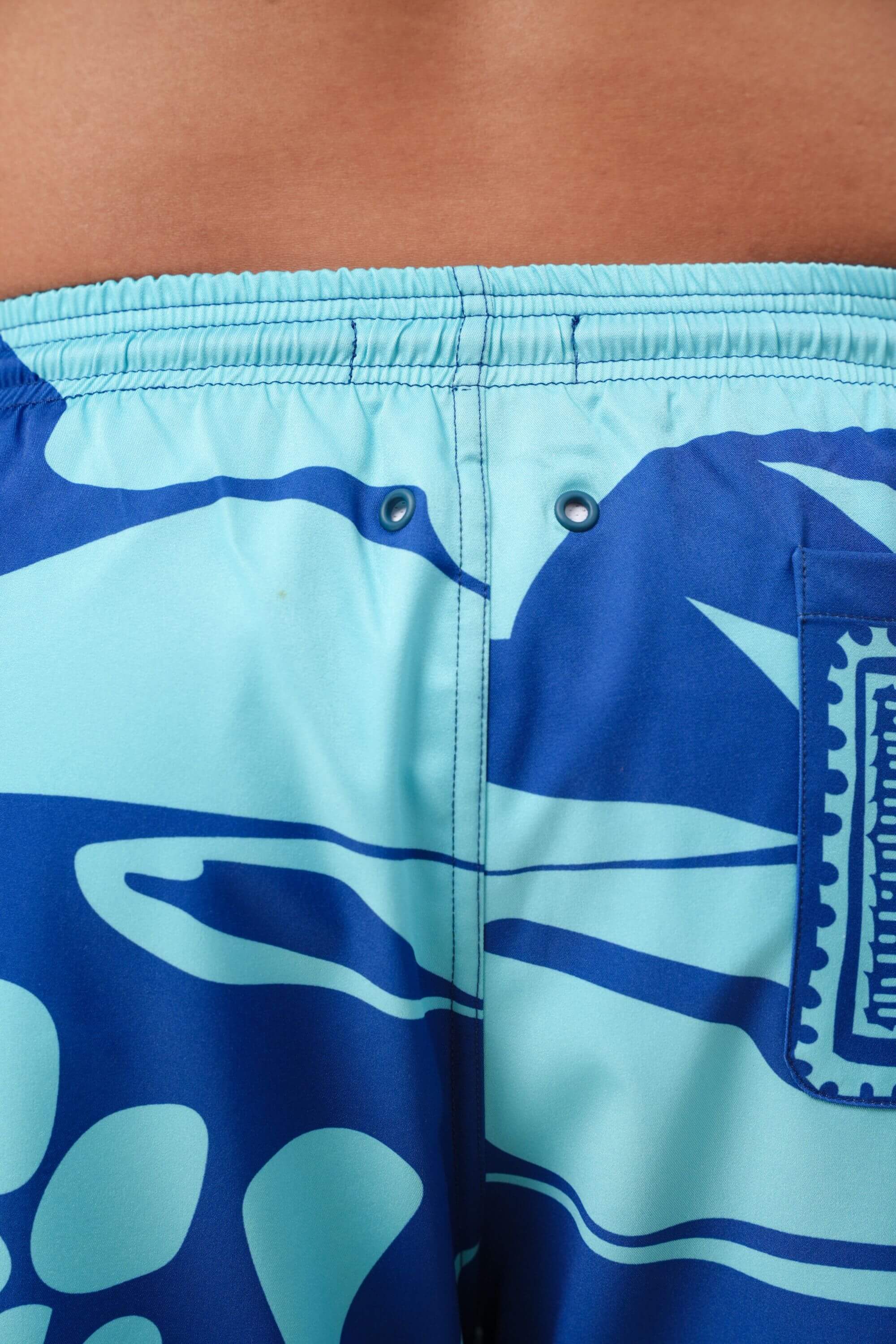  Blue Stamp Swim Trunk Pool Blue - Pattern Detail  #color_pool blue