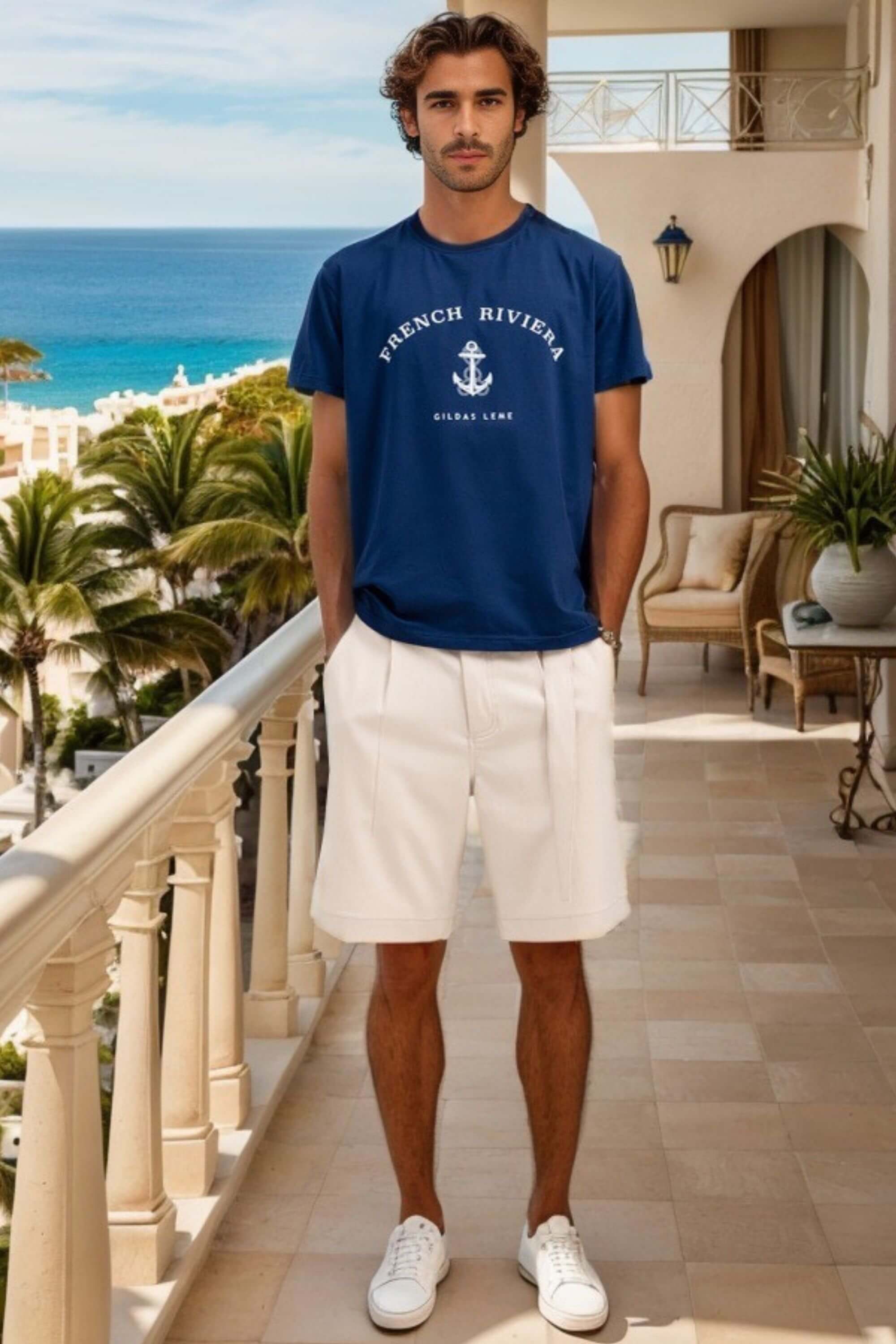 classic chino bermuda short beige on model